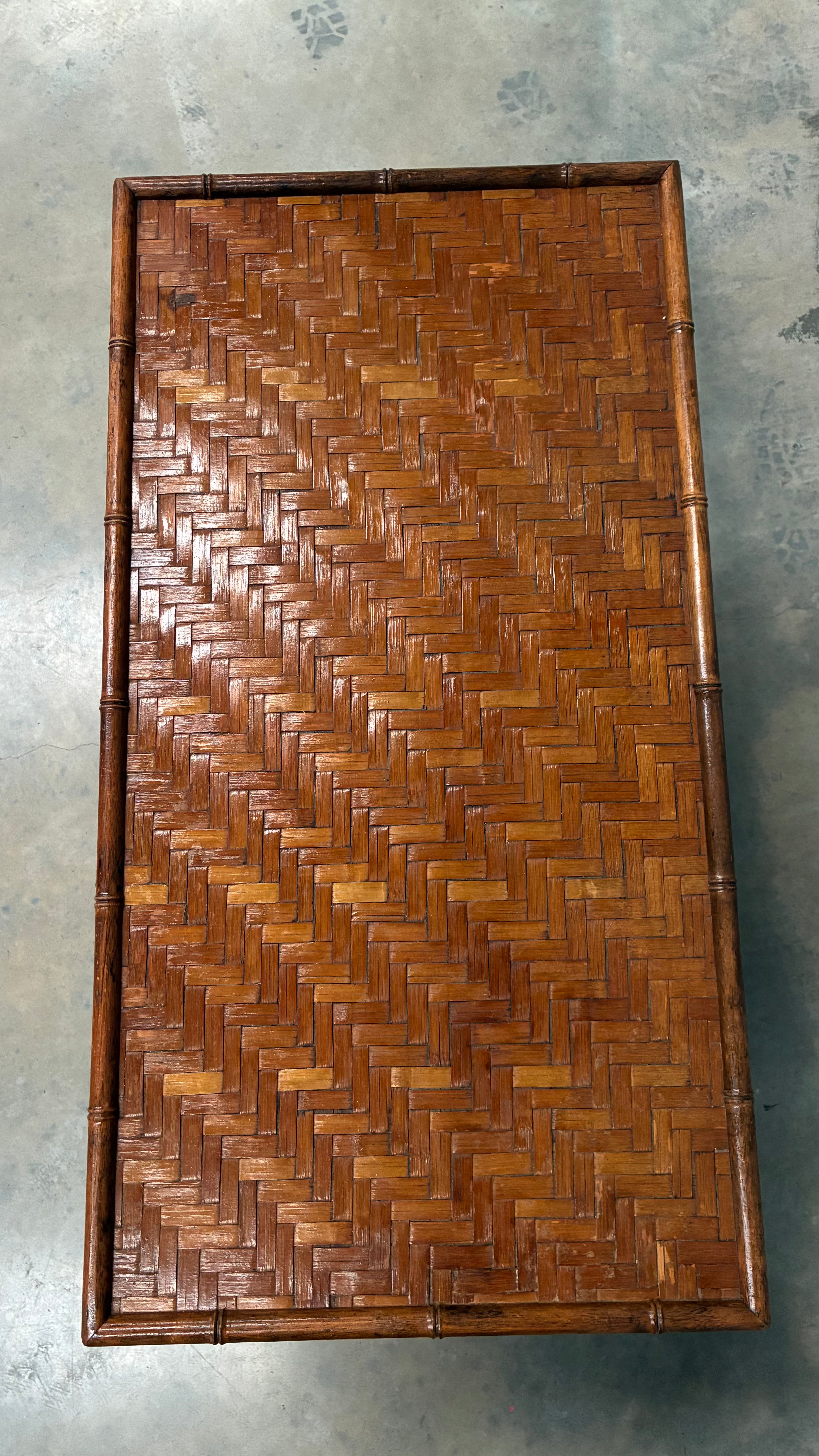 1960s Faux Bamboo and Woven Rattan Chest of Drawers