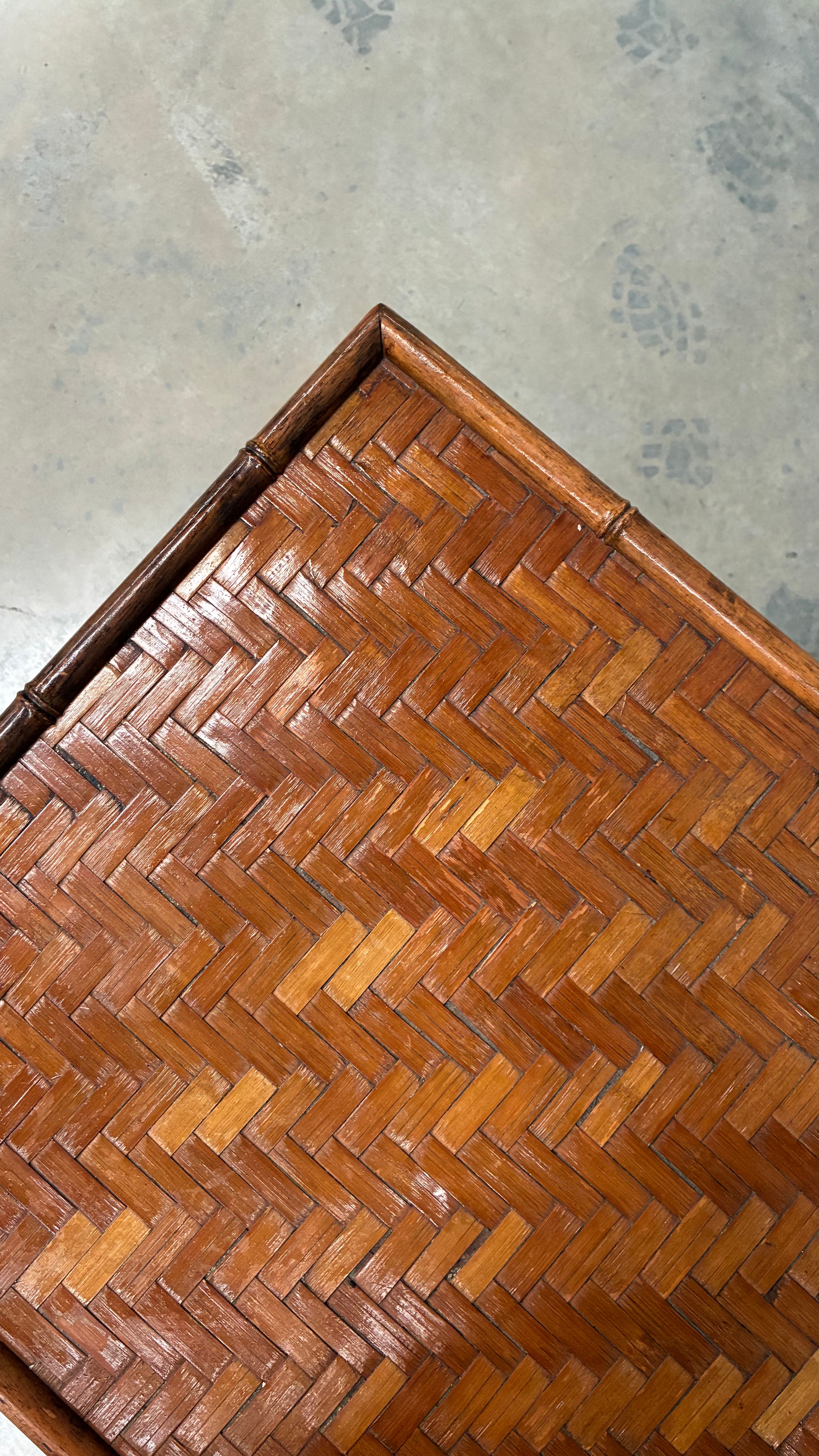 1960s Faux Bamboo and Woven Rattan Chest of Drawers