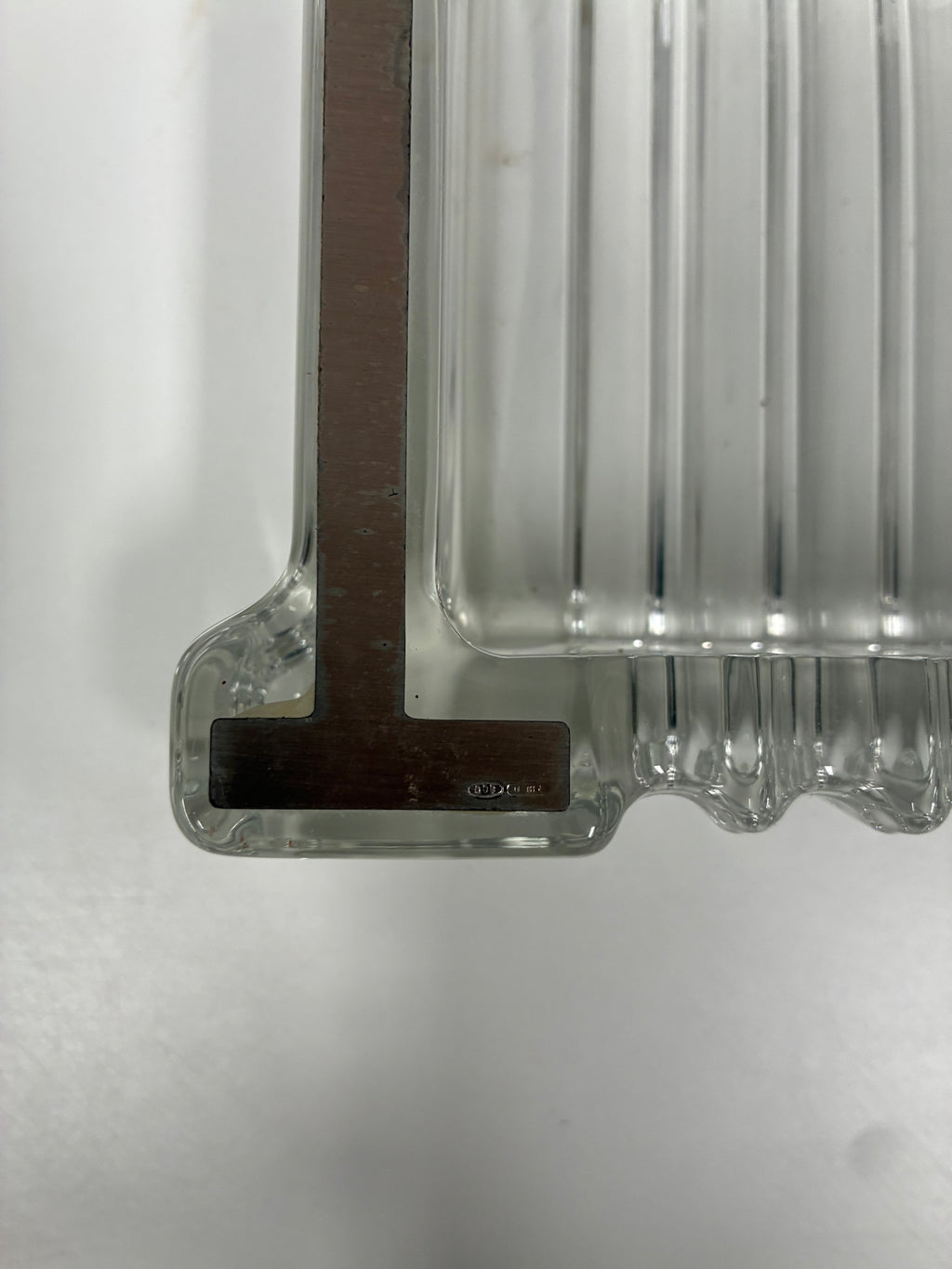 Italian Crystal Ashtray with 800 Silver Mounts 1970s