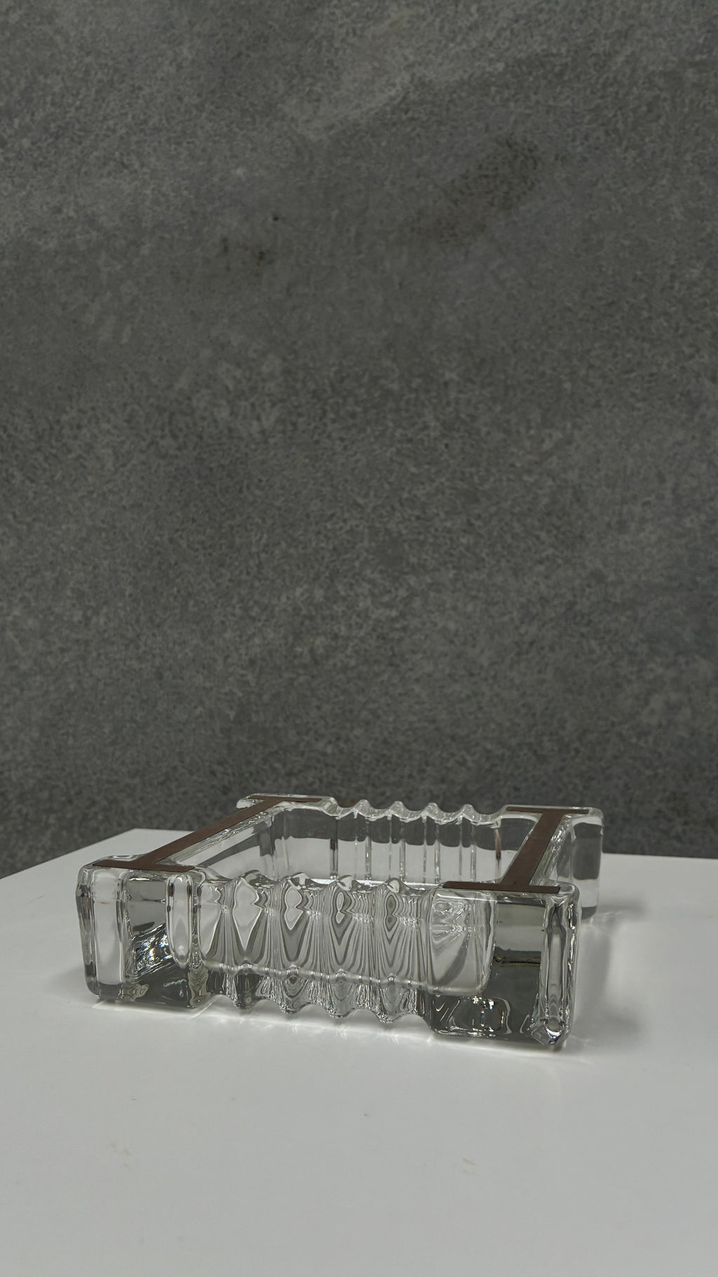 Italian Crystal Ashtray with 800 Silver Mounts 1970s