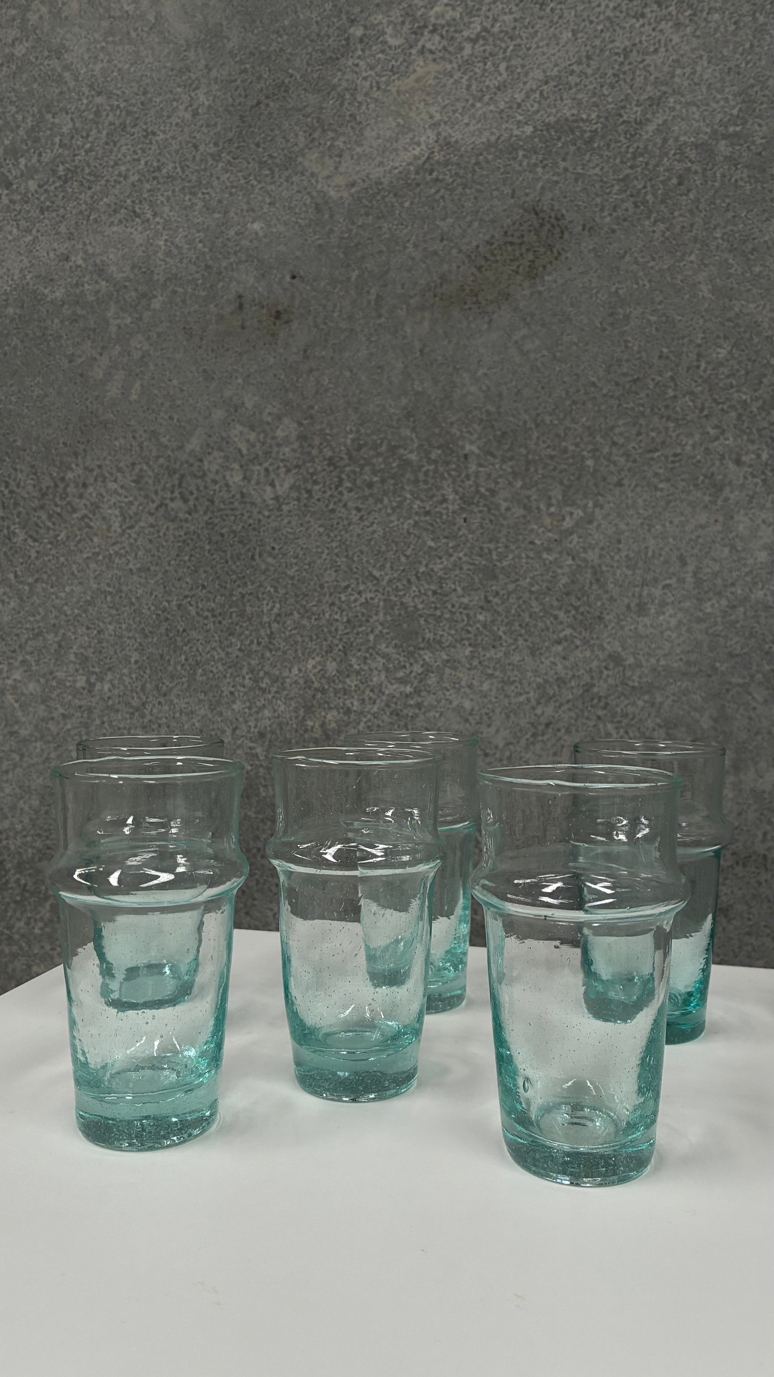 Hand-Blown Moroccan Tea Glasses (Set of Six)