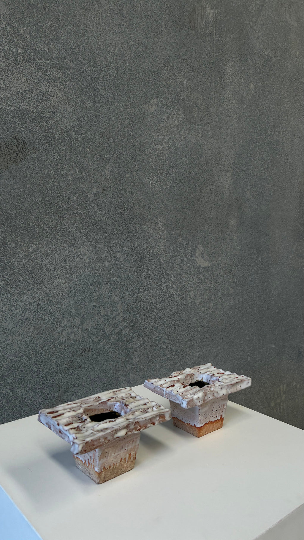 Pair of Japanese Studio Pottery Sculptural Vessels