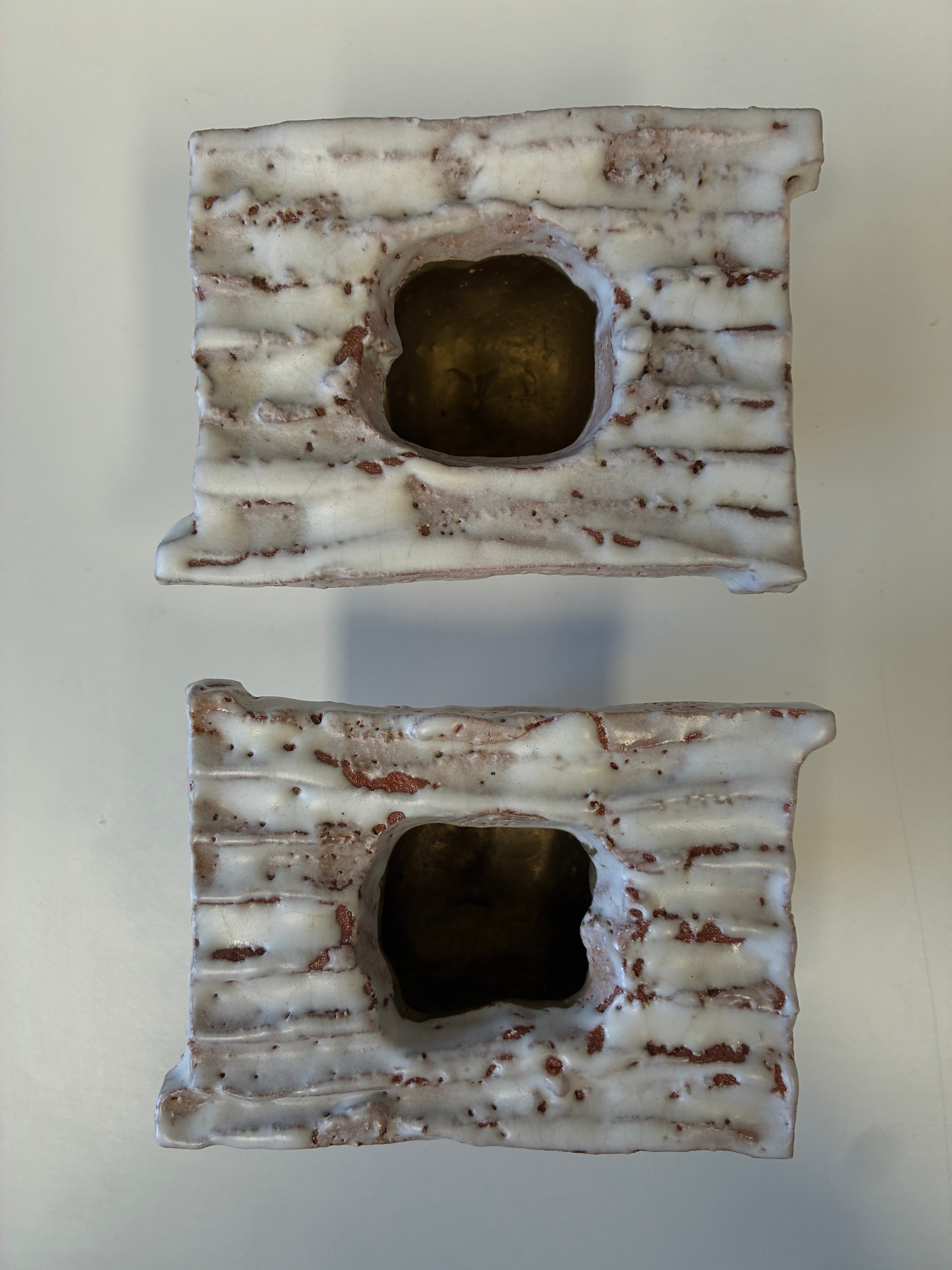 Pair of Japanese Studio Pottery Sculptural Vessels