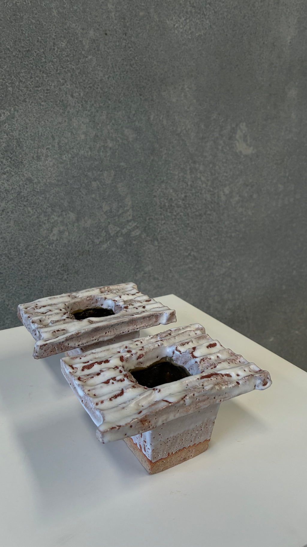 Pair of Japanese Studio Pottery Sculptural Vessels