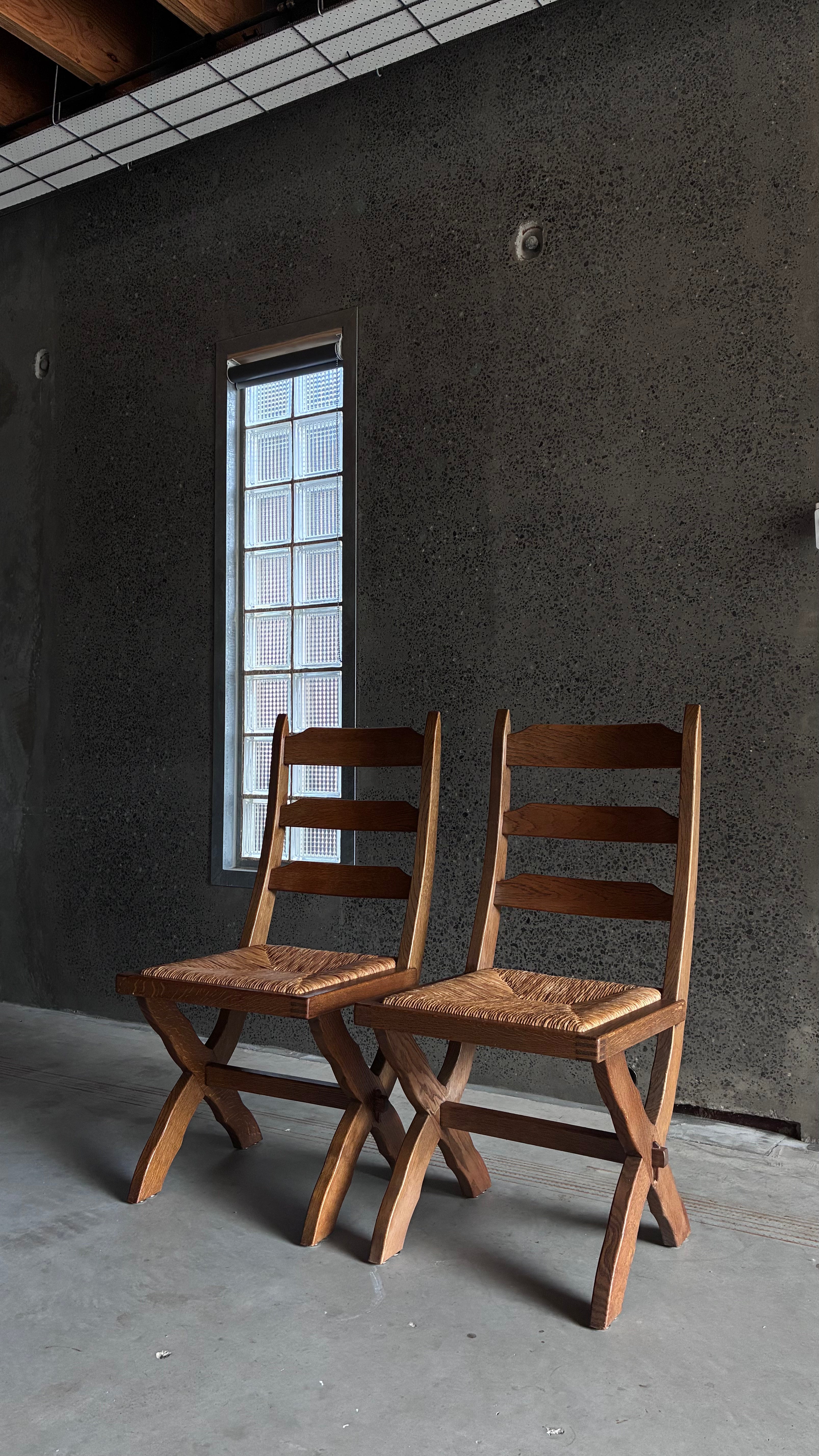 DANISH OAK AND RUSH DINING CHAIR 1960s