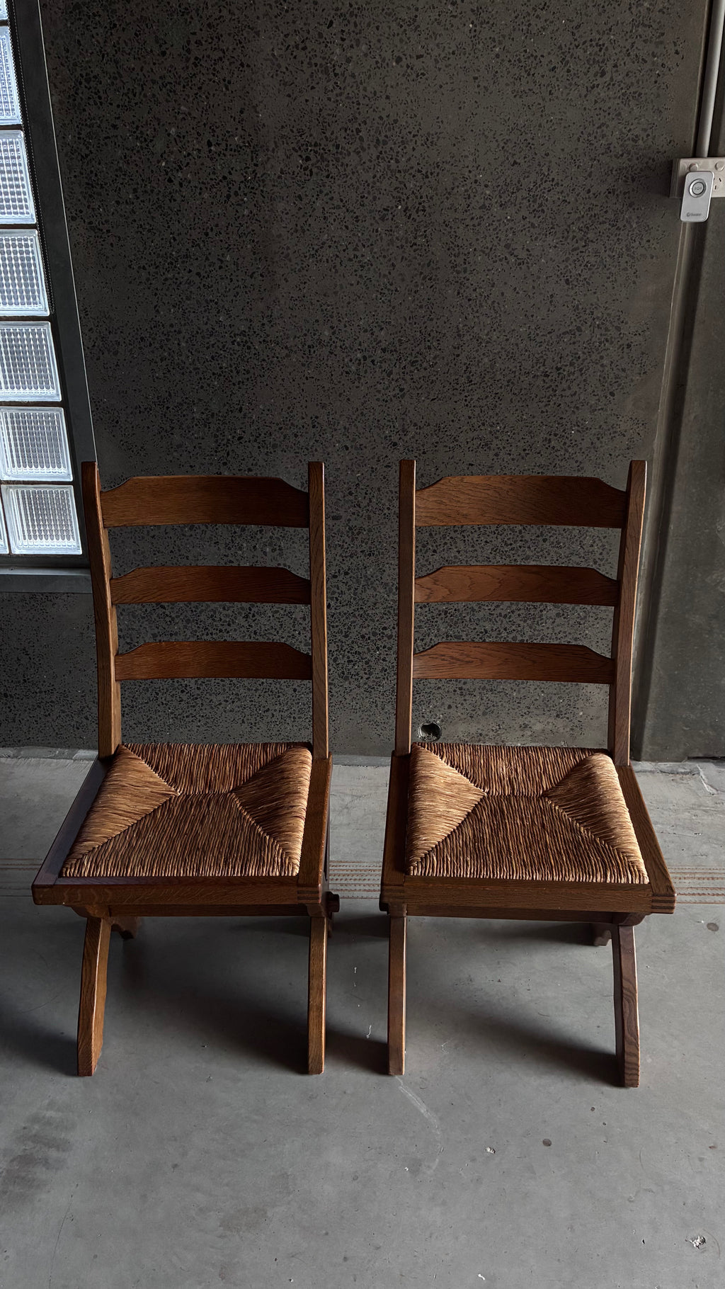 DANISH OAK AND RUSH DINING CHAIR 1960s