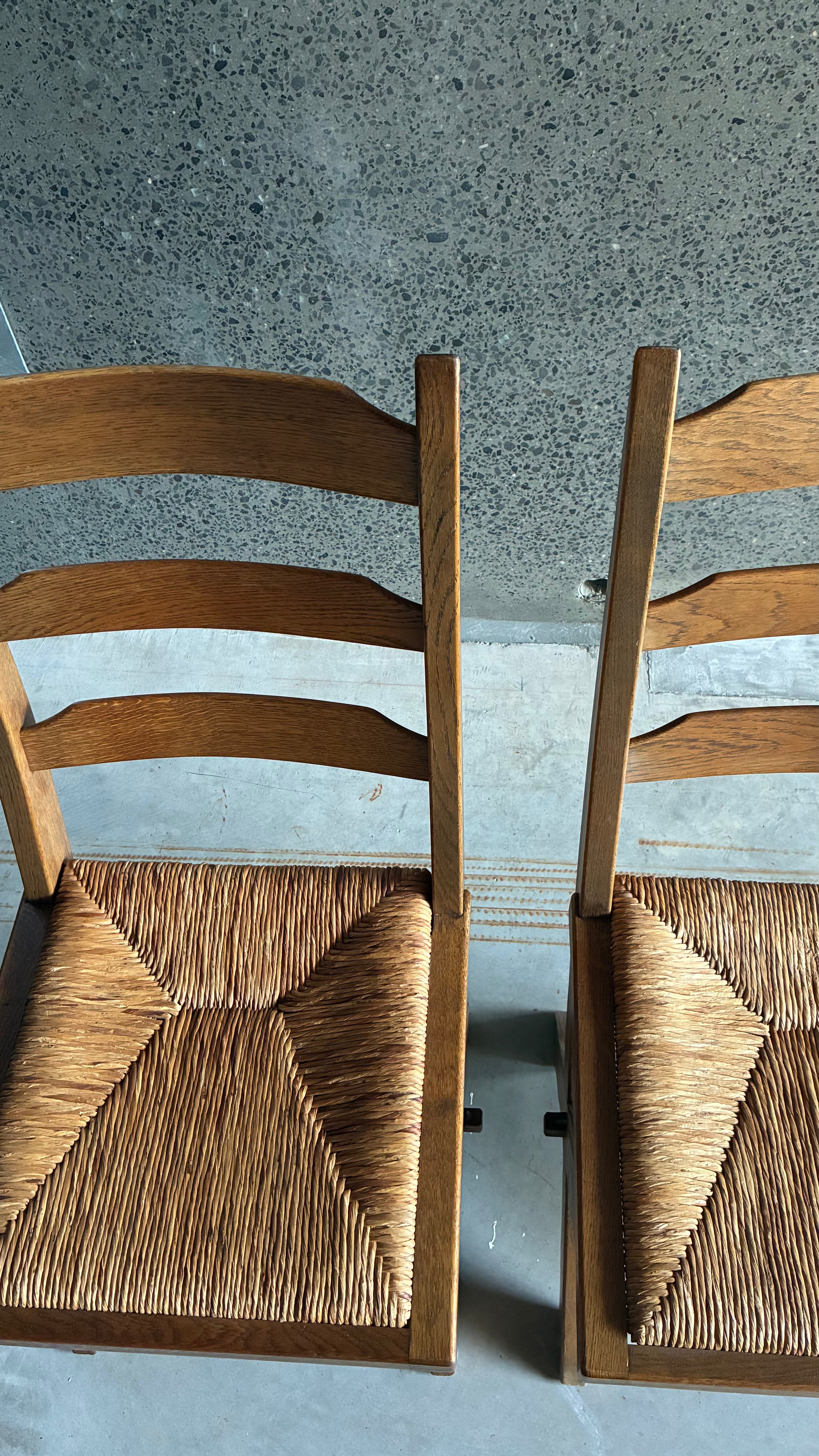 DANISH OAK AND RUSH DINING CHAIR 1960s