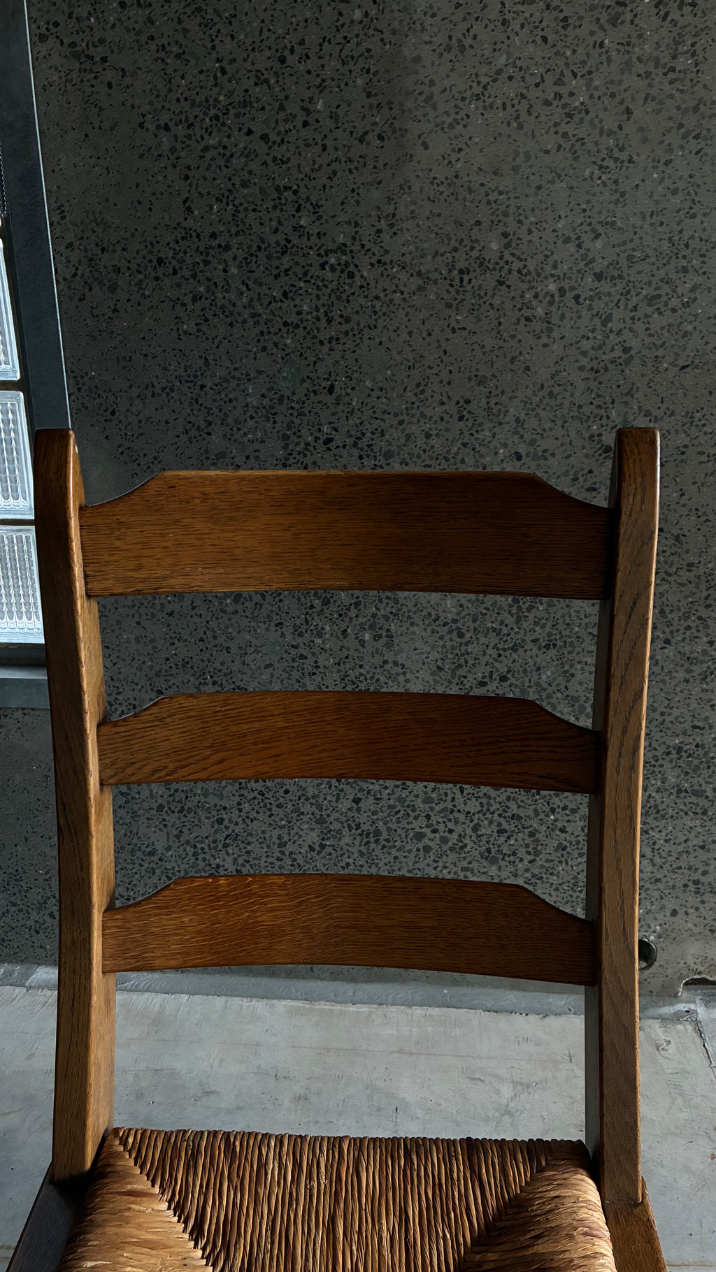 DANISH OAK AND RUSH DINING CHAIR 1960s