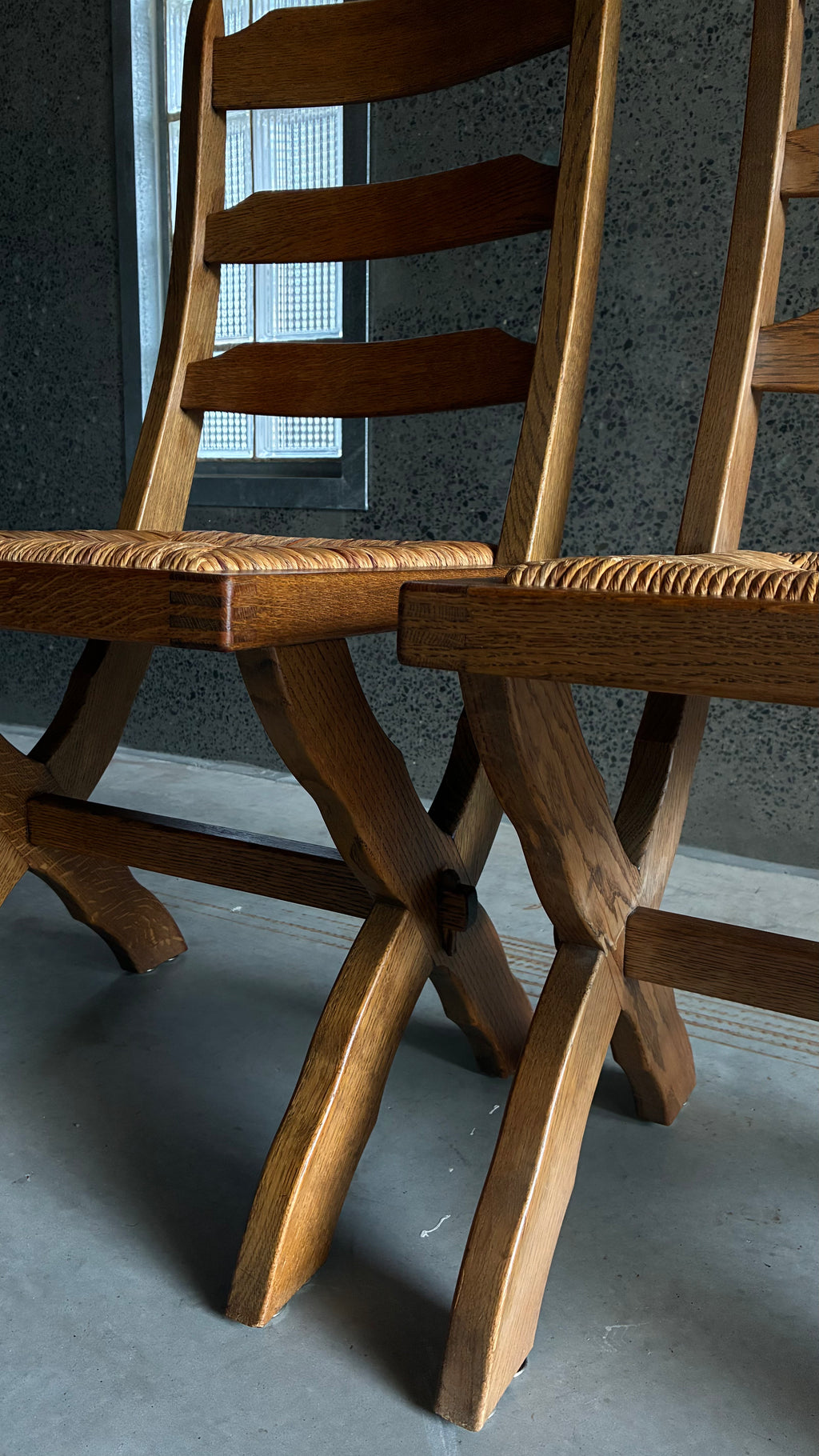 DANISH OAK AND RUSH DINING CHAIR 1960s