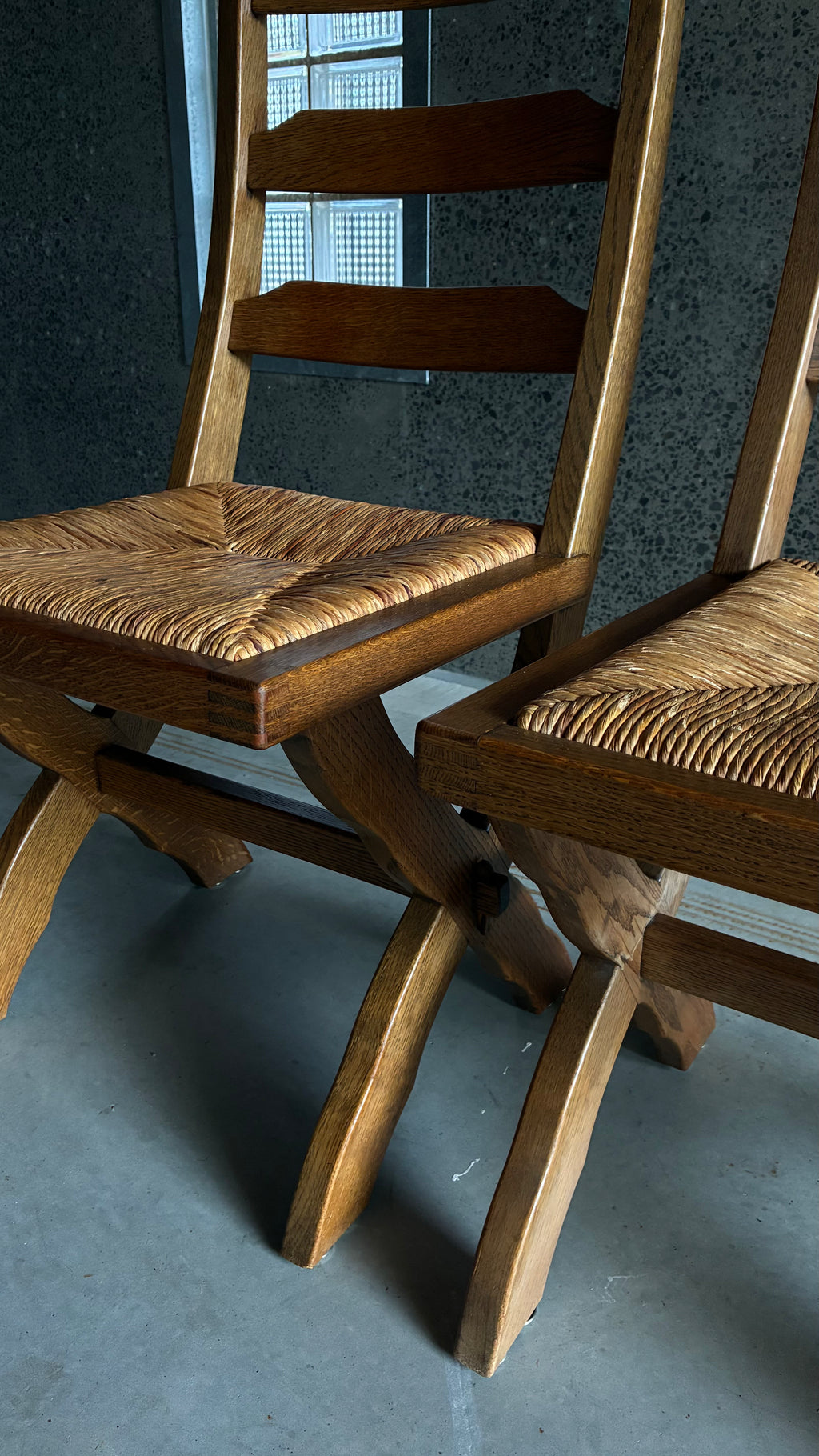 DANISH OAK AND RUSH DINING CHAIR 1960s