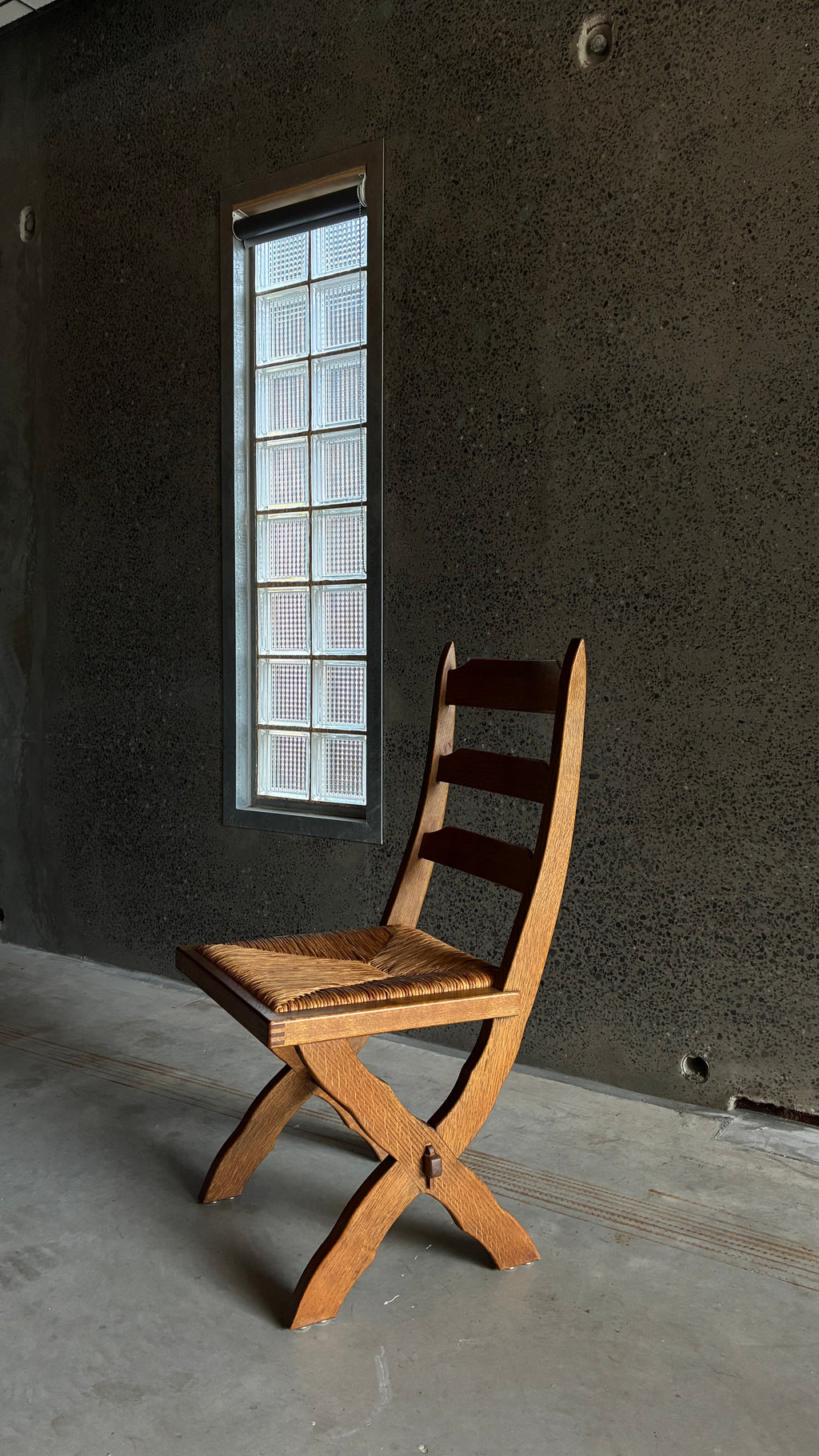 DANISH OAK AND RUSH DINING CHAIR 1960s