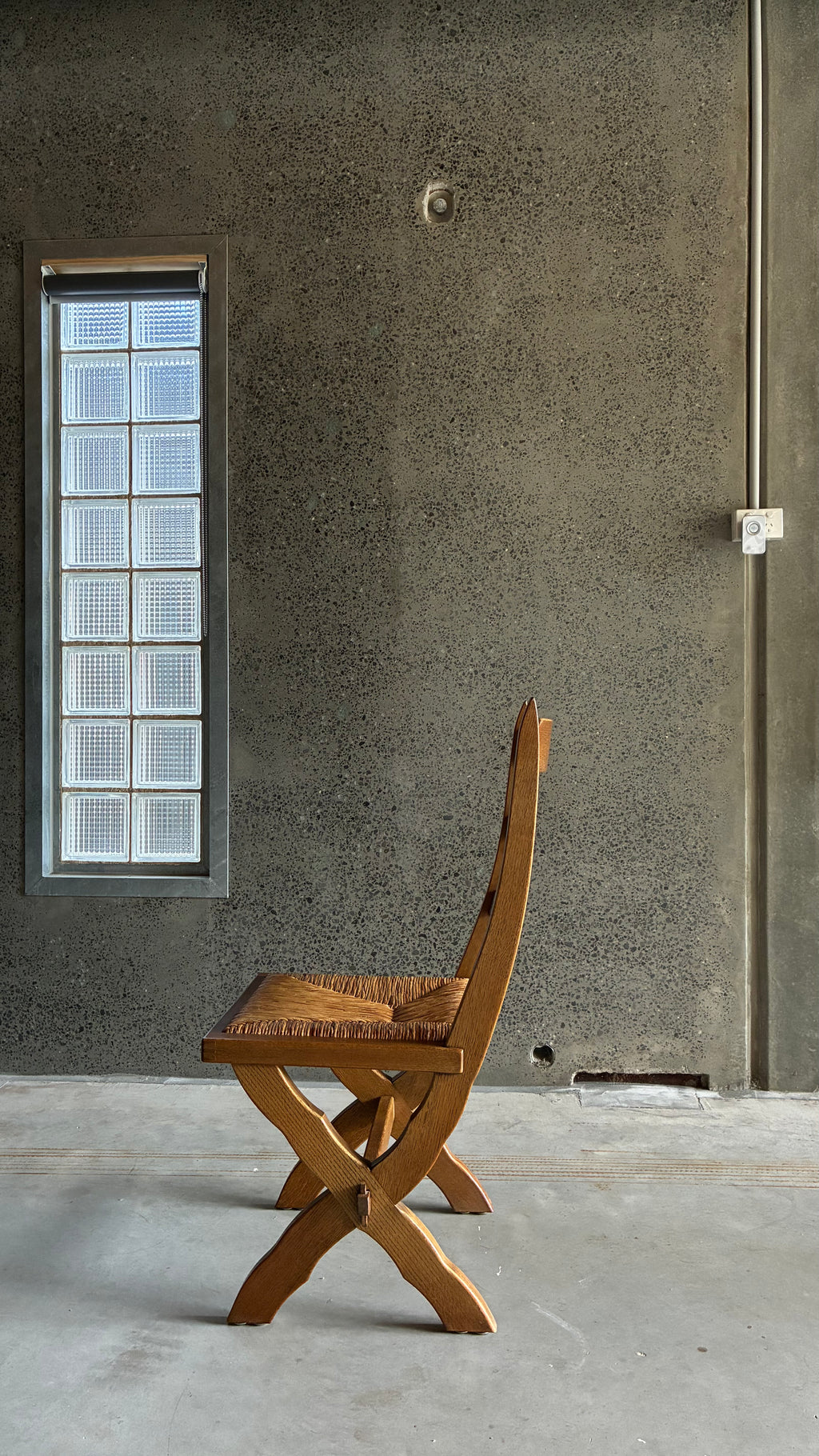 DANISH OAK AND RUSH DINING CHAIR 1960s