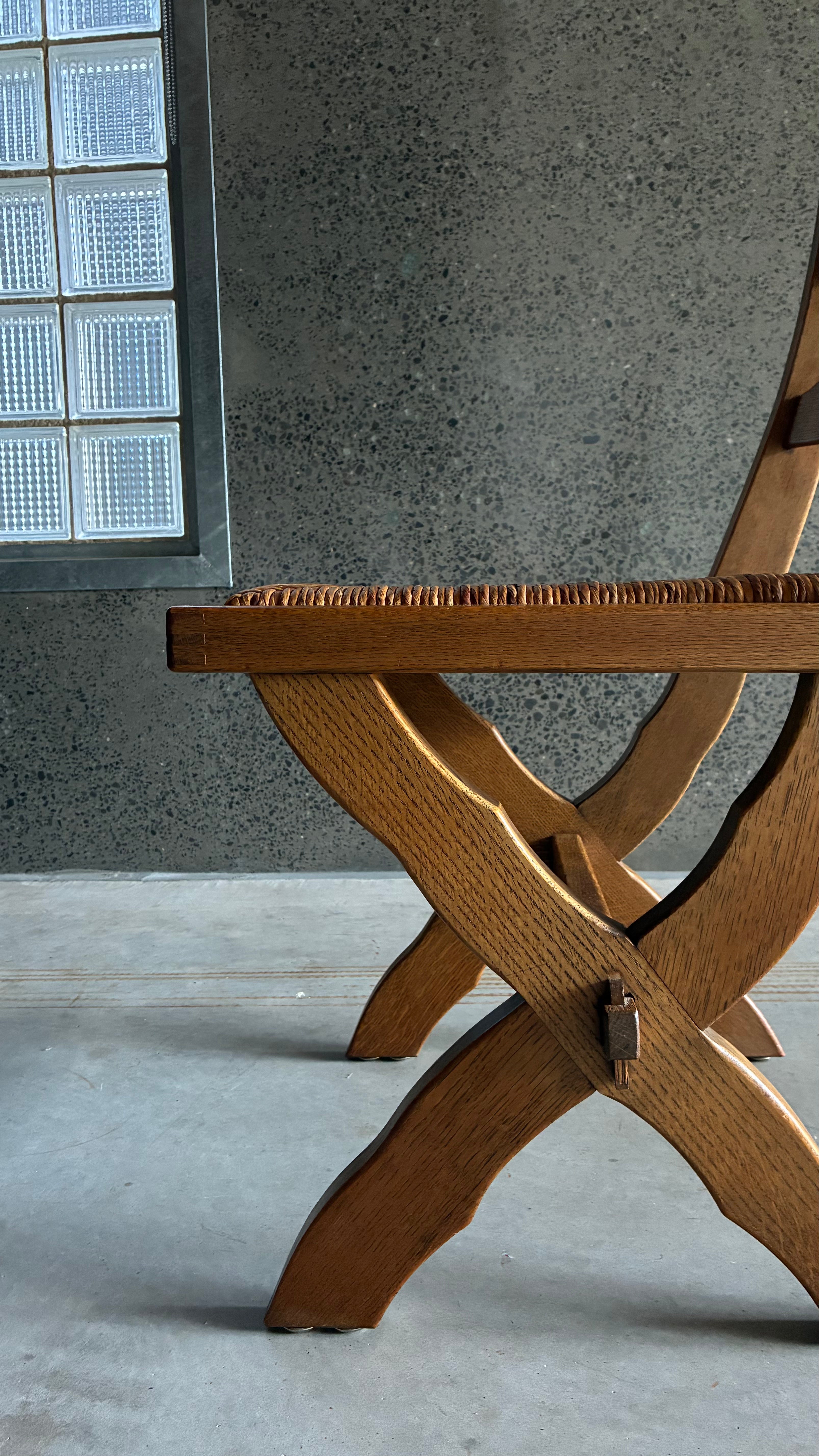 DANISH OAK AND RUSH DINING CHAIR 1960s