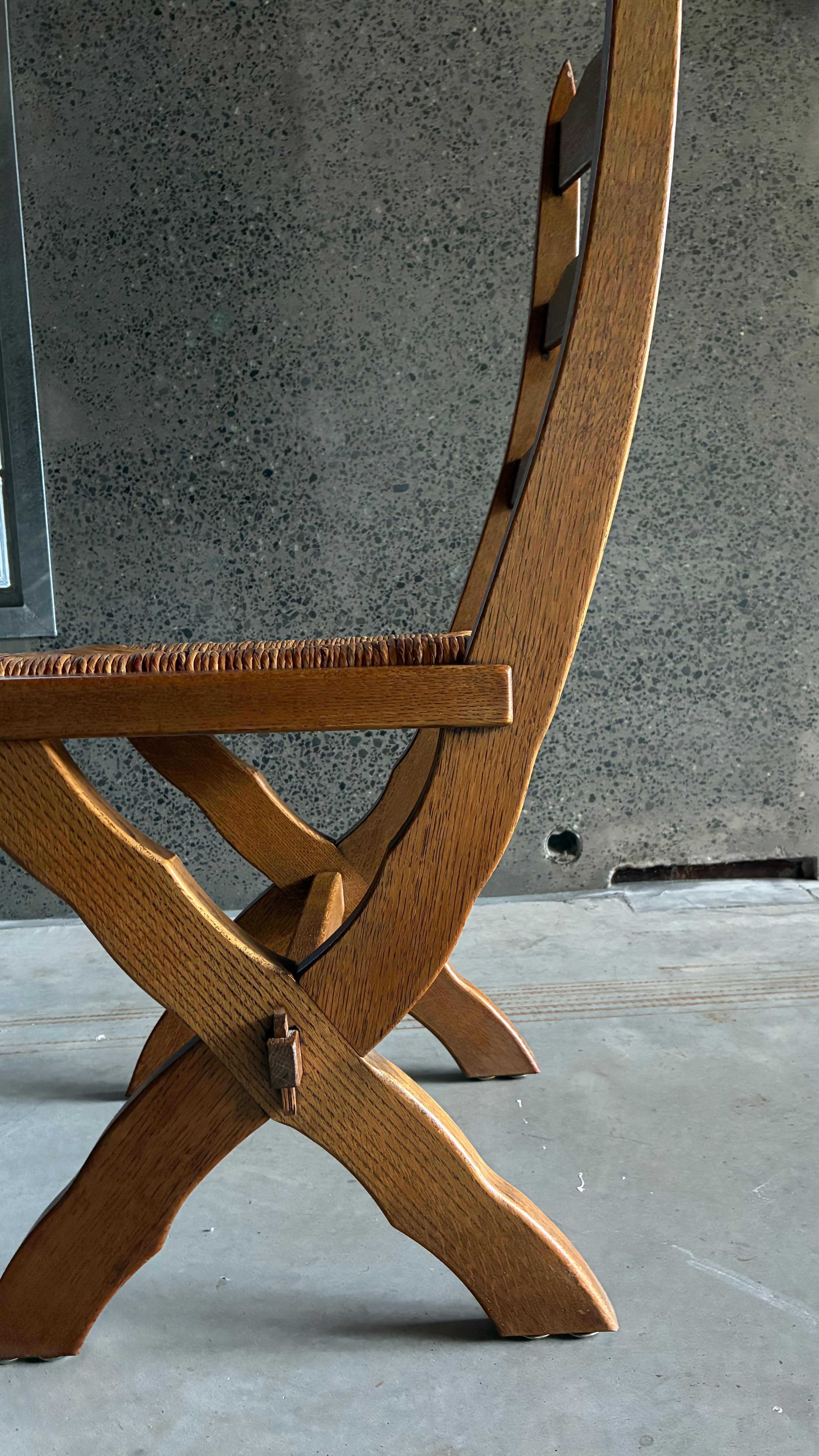 DANISH OAK AND RUSH DINING CHAIR 1960s