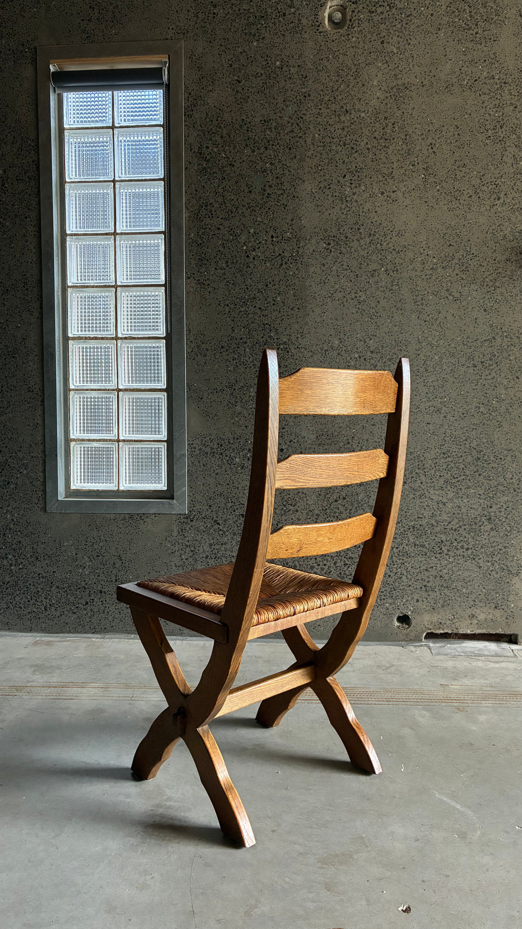 DANISH OAK AND RUSH DINING CHAIR 1960s