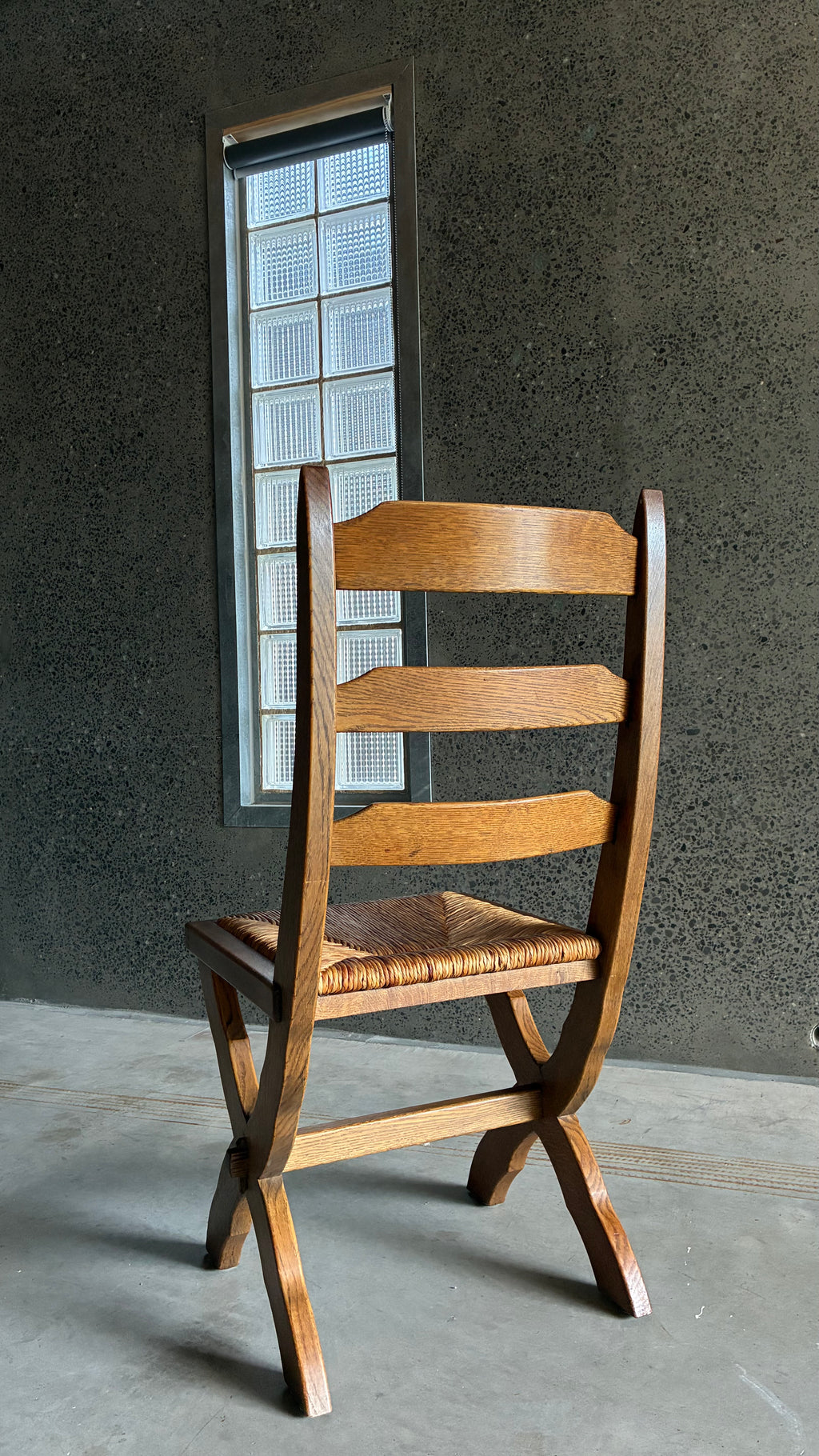 DANISH OAK AND RUSH DINING CHAIR 1960s