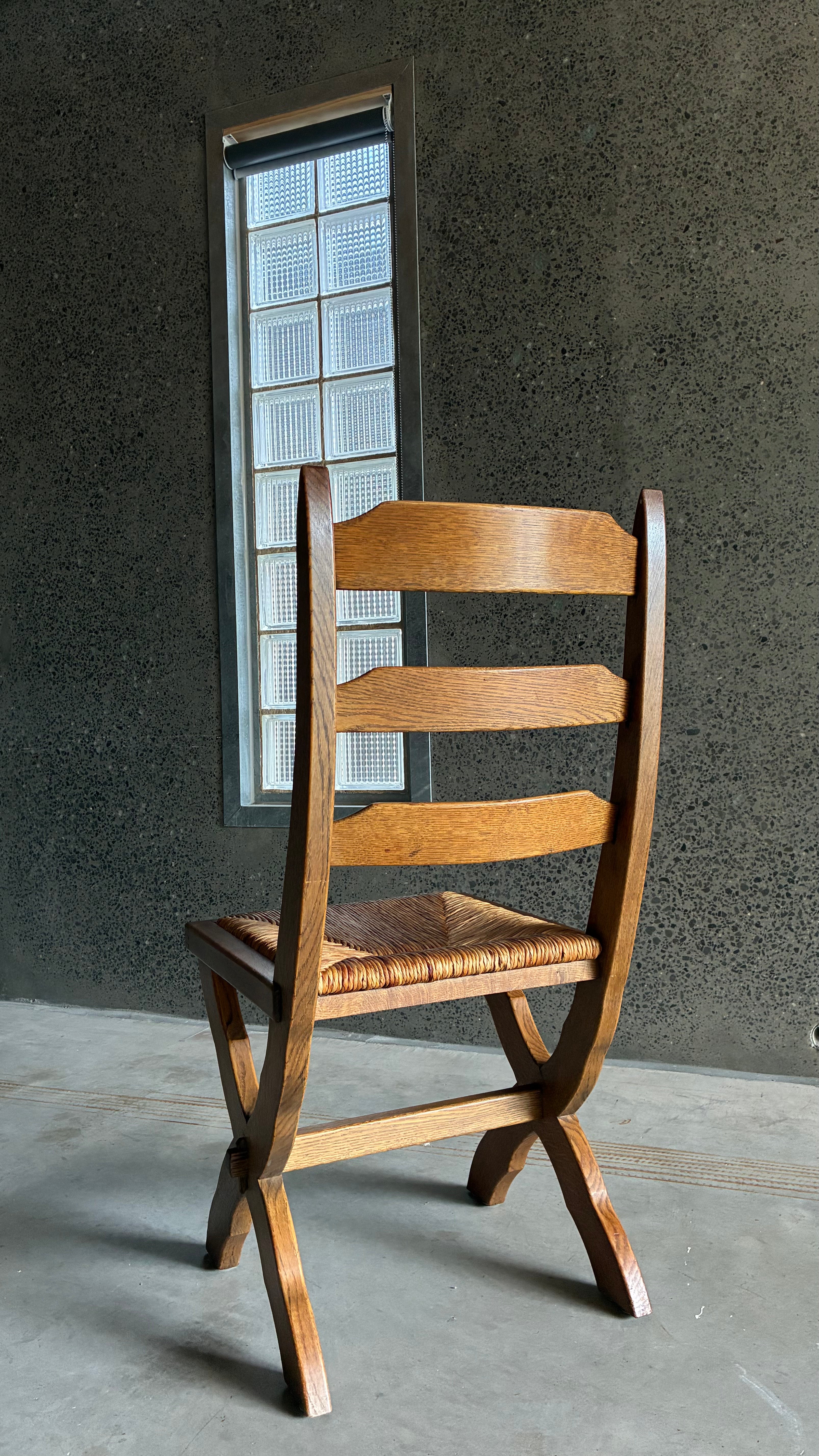 DANISH OAK AND RUSH DINING CHAIR 1960s