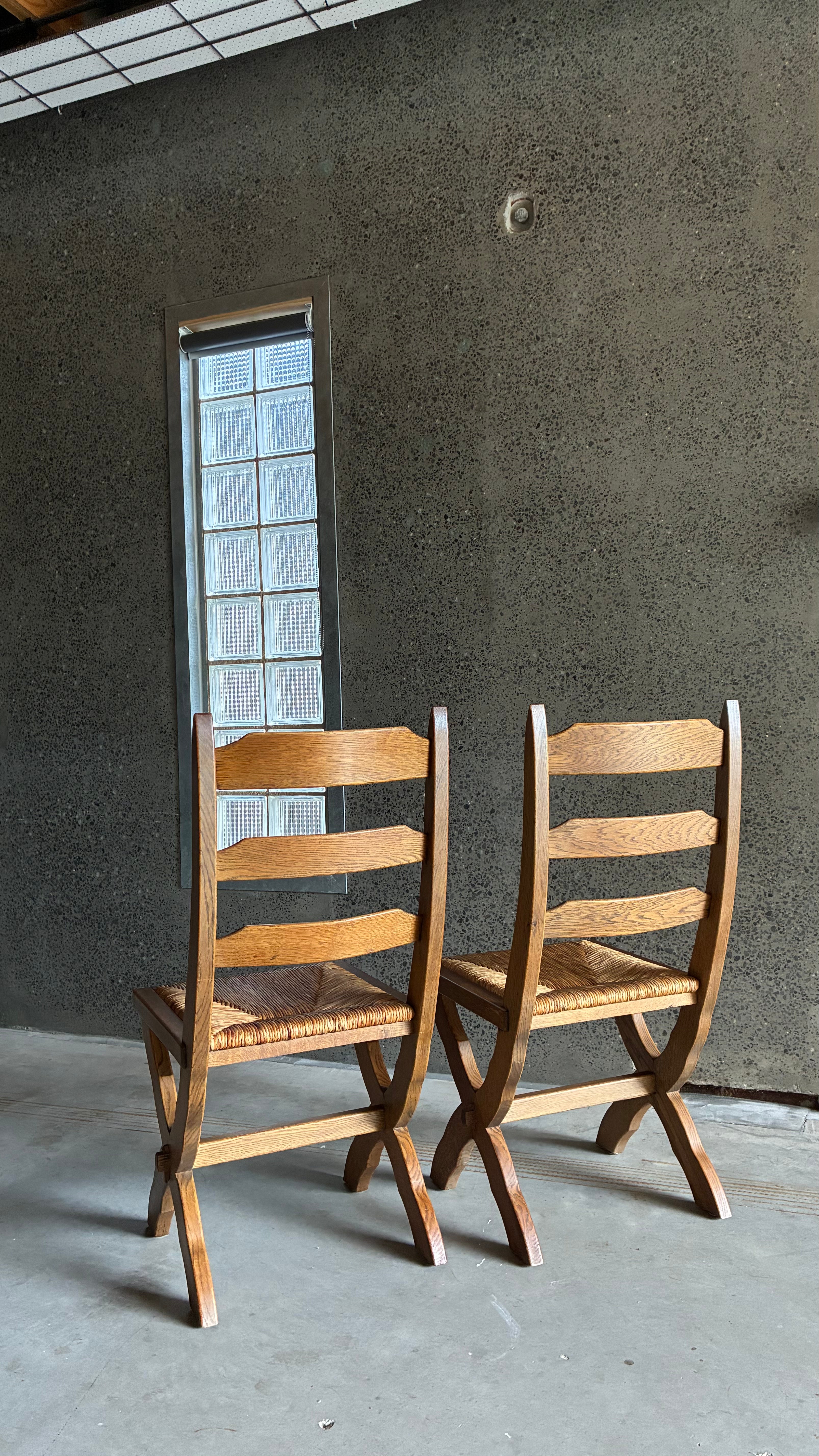 DANISH OAK AND RUSH DINING CHAIR 1960s