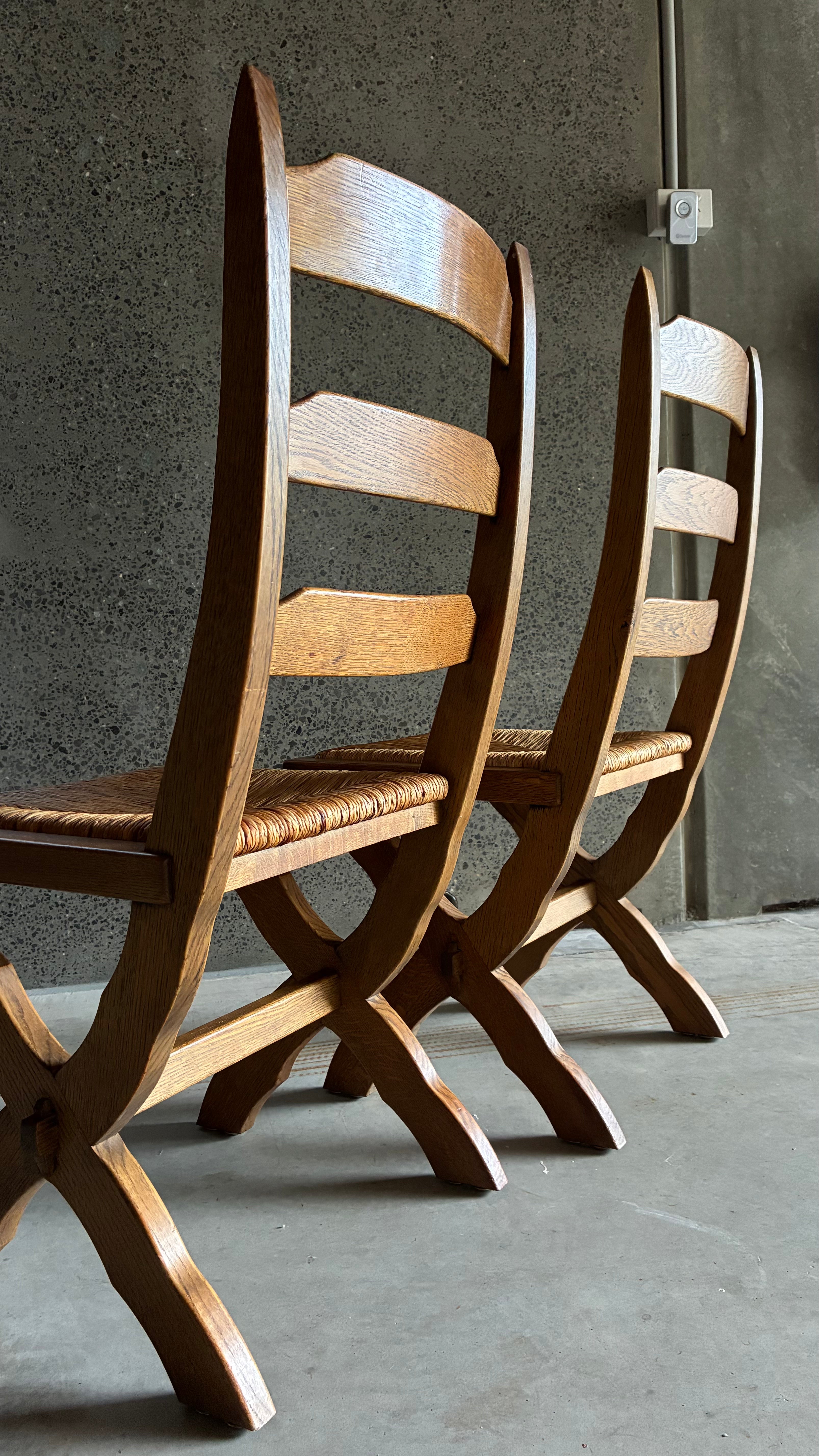 DANISH OAK AND RUSH DINING CHAIR 1960s