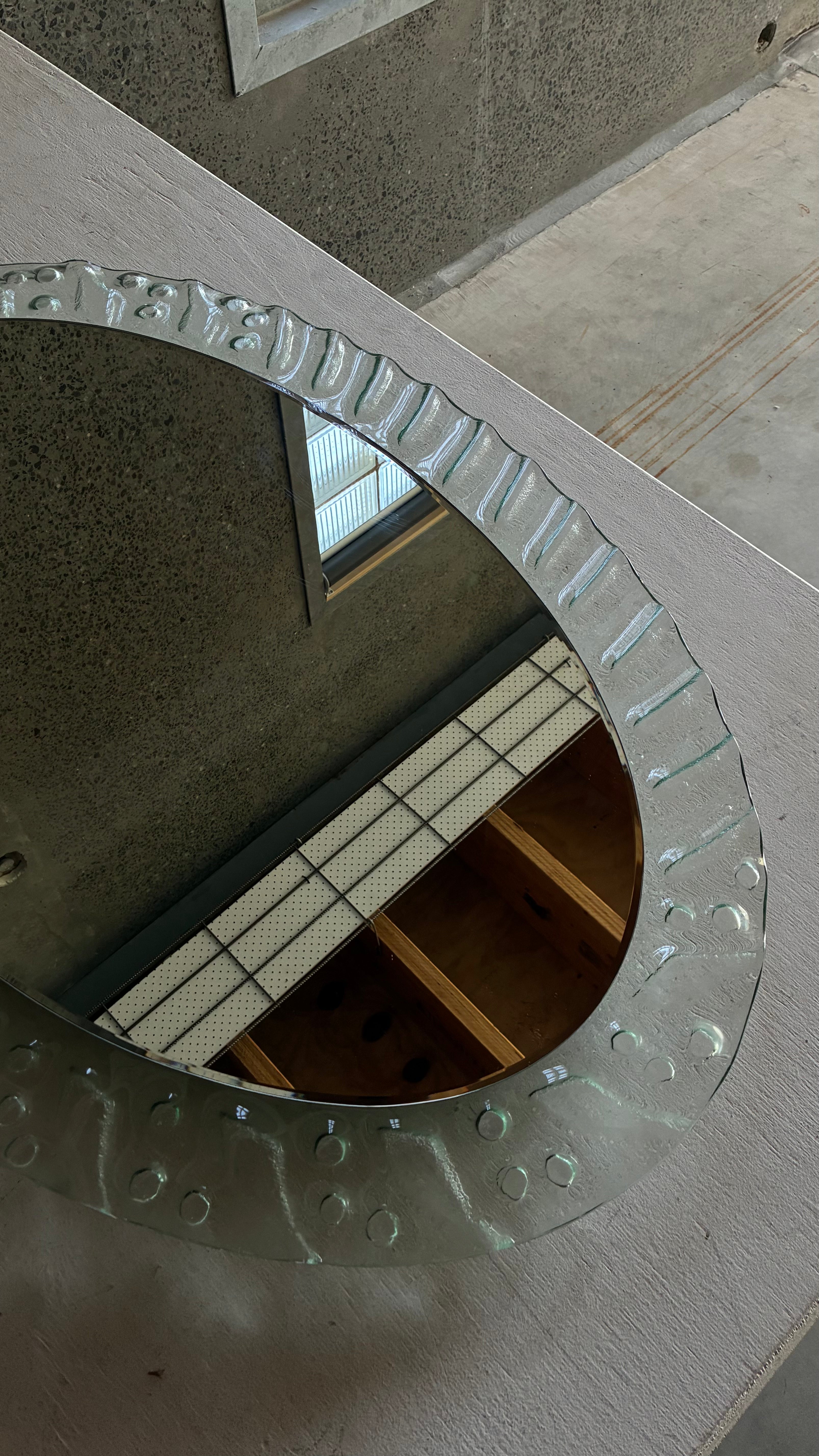 TEXTURED GLASS FRAMED MIRROR