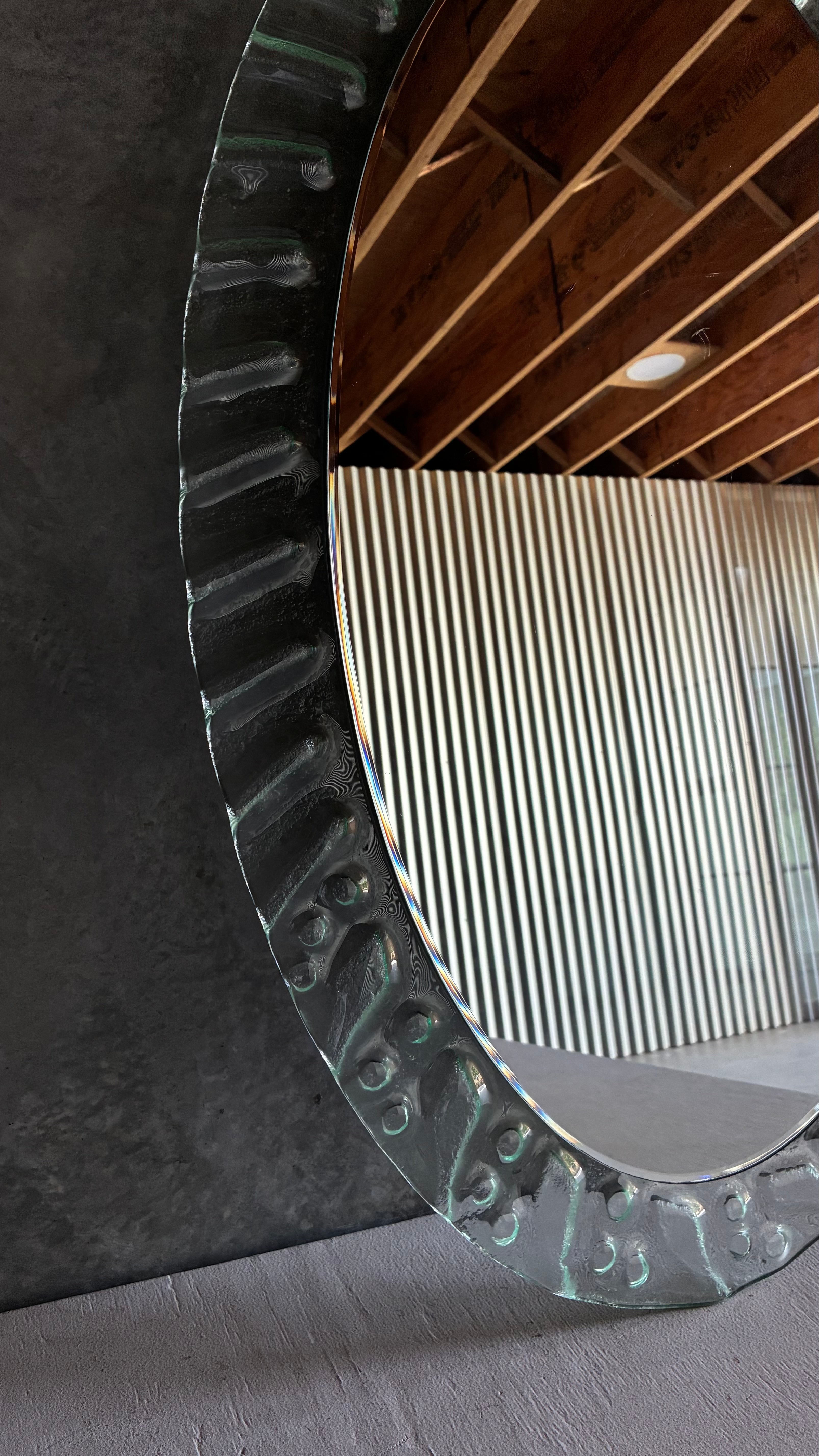 TEXTURED GLASS FRAMED MIRROR