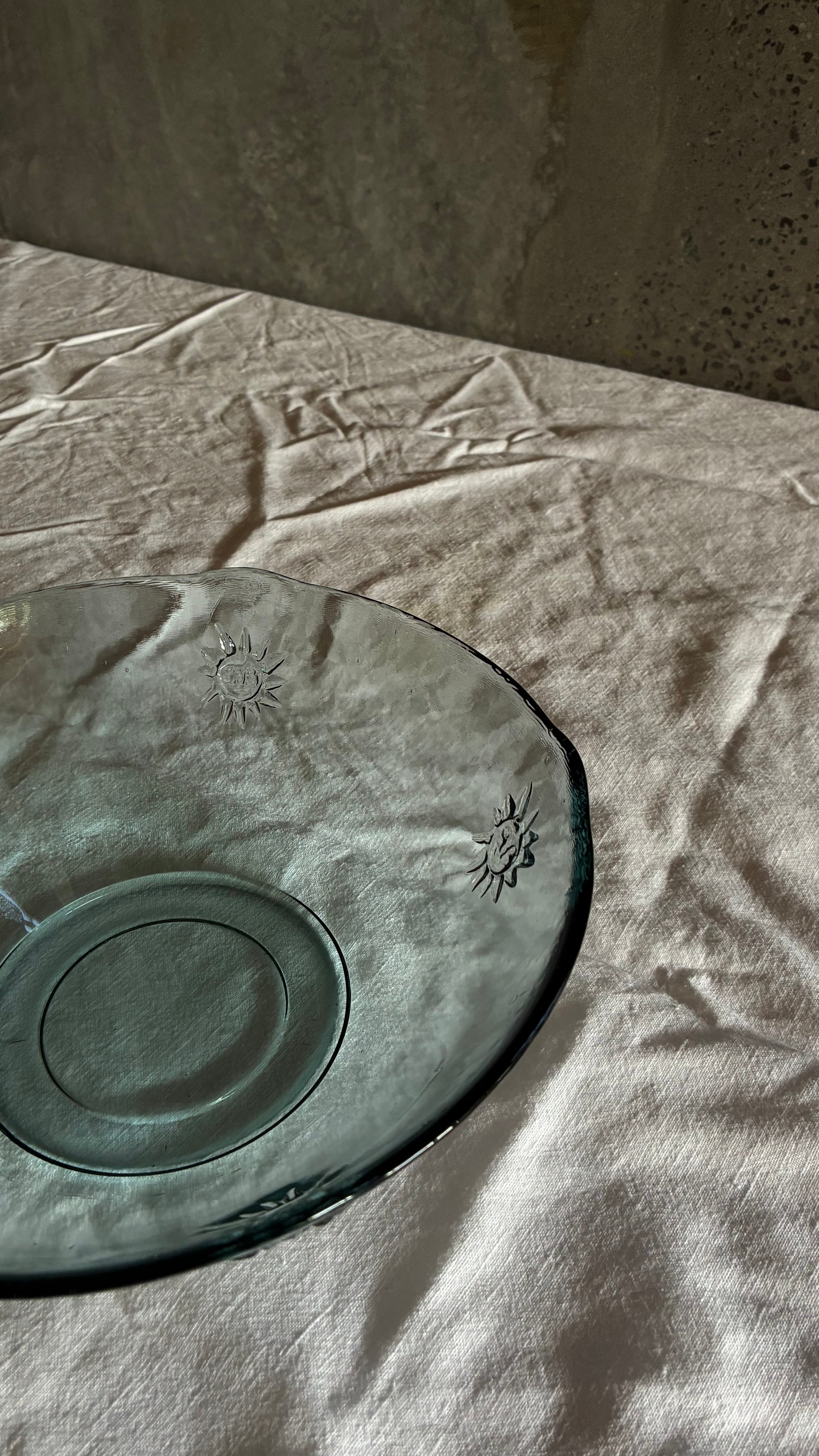 SPANISH GLASS BOWL WITH SUN MOTIF 1970S