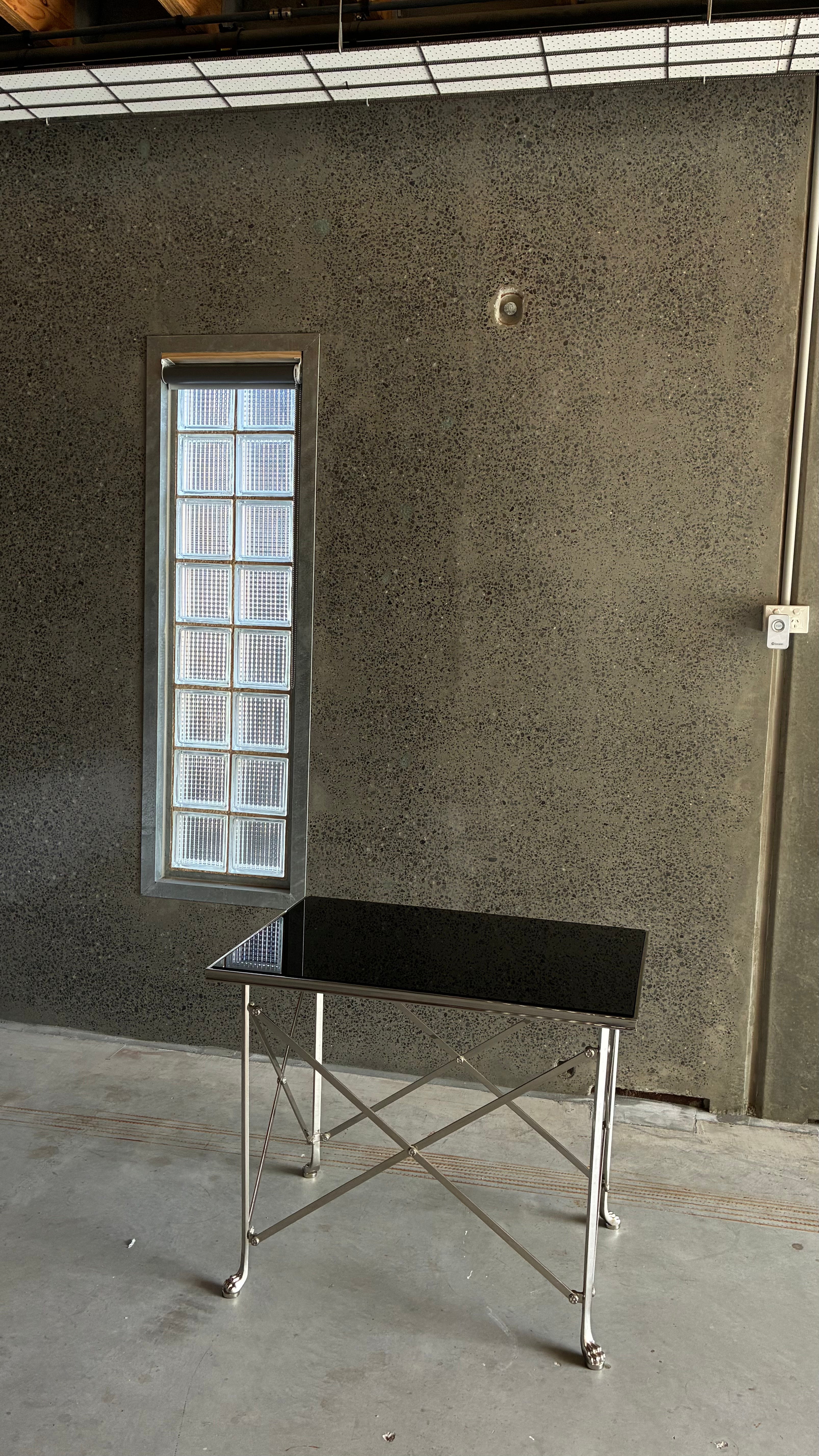 RALPH LAUREN CHROMED STEEL AND BRASS 'BEL AIR' OCCASIONAL TABLE