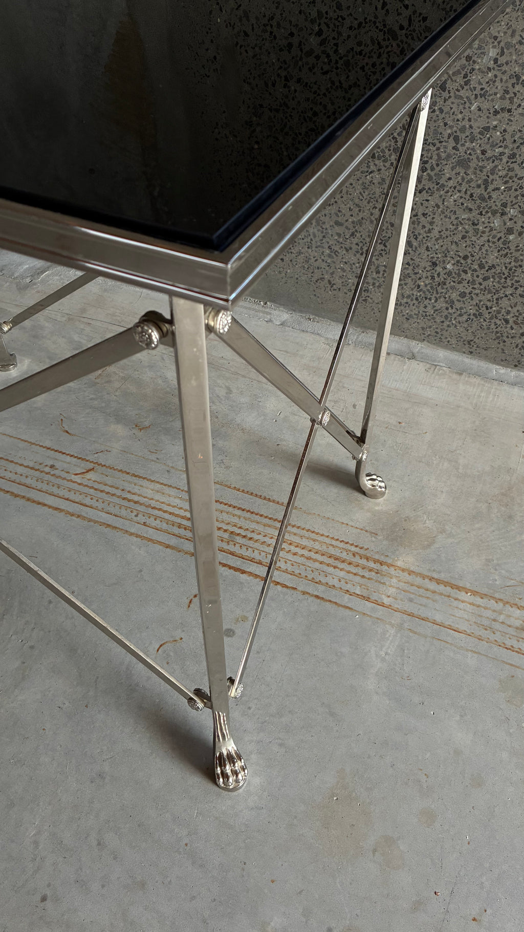 RALPH LAUREN CHROMED STEEL AND BRASS 'BEL AIR' OCCASIONAL TABLE
