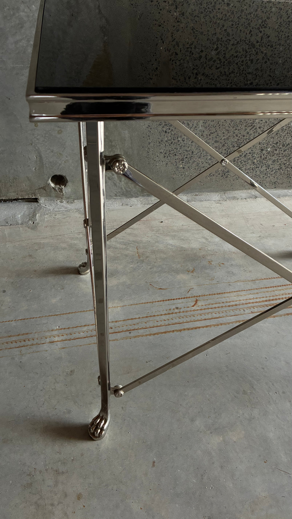 RALPH LAUREN CHROMED STEEL AND BRASS 'BEL AIR' OCCASIONAL TABLE