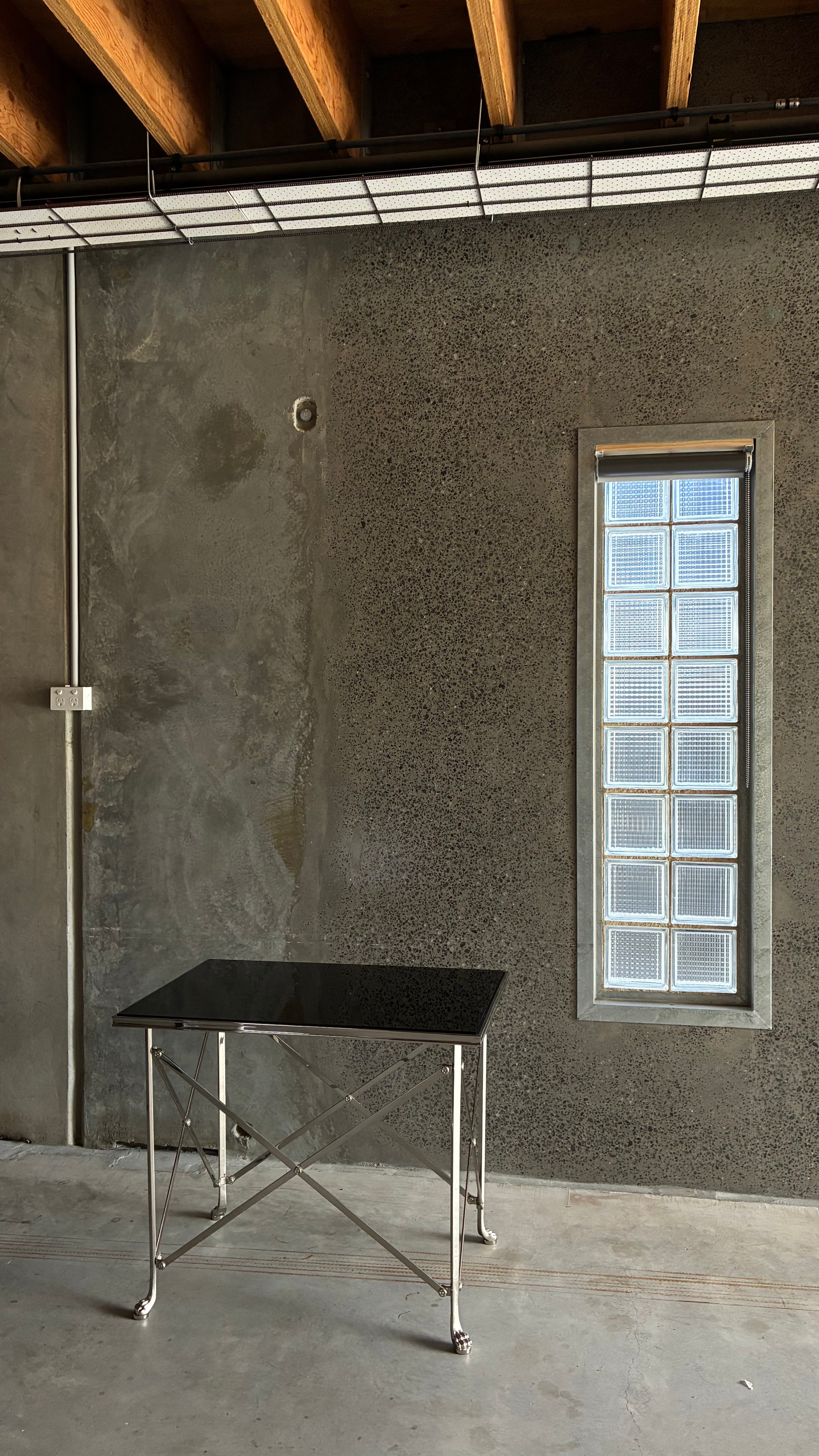 RALPH LAUREN CHROMED STEEL AND BRASS 'BEL AIR' OCCASIONAL TABLE