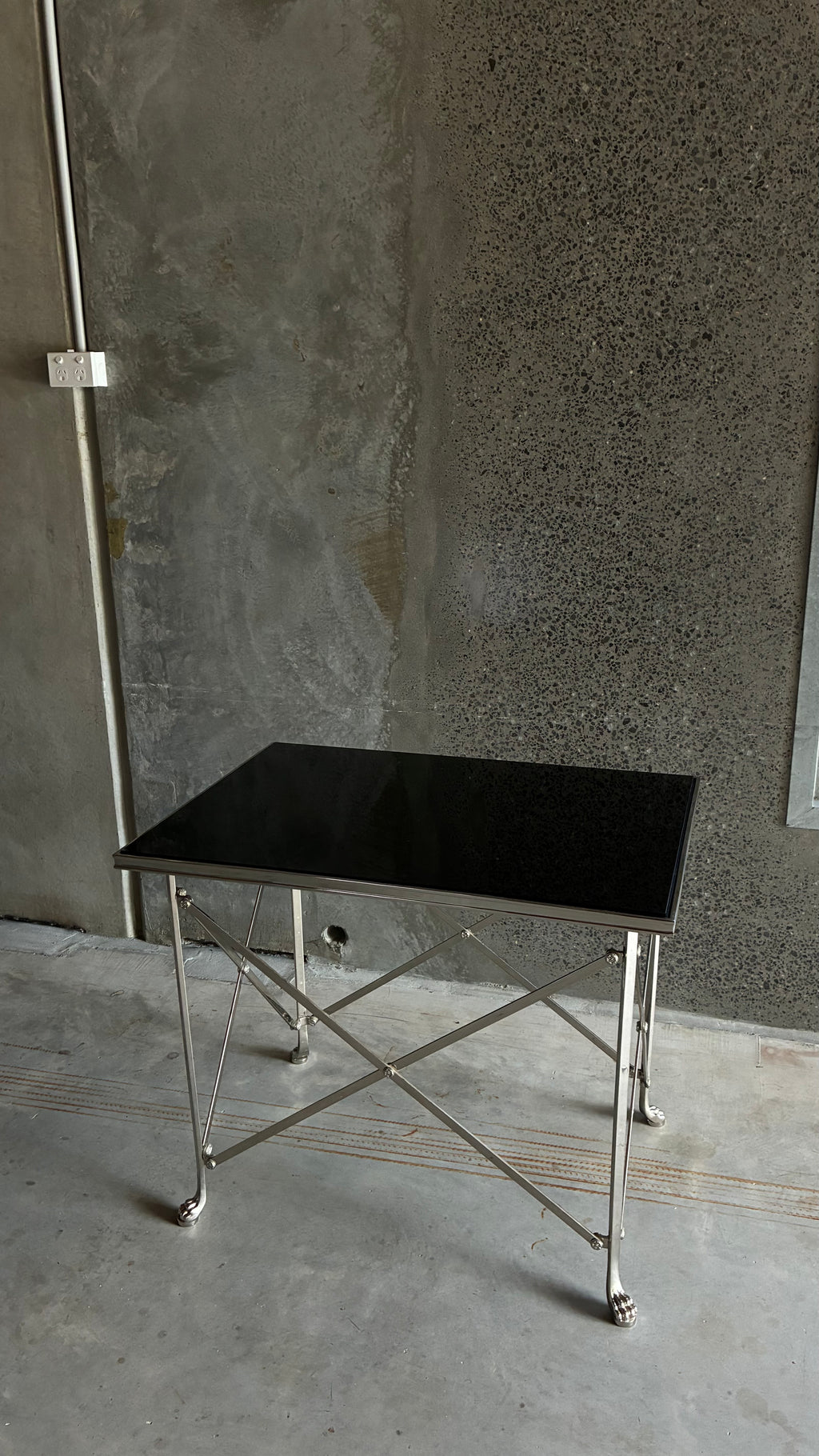 RALPH LAUREN CHROMED STEEL AND BRASS 'BEL AIR' OCCASIONAL TABLE