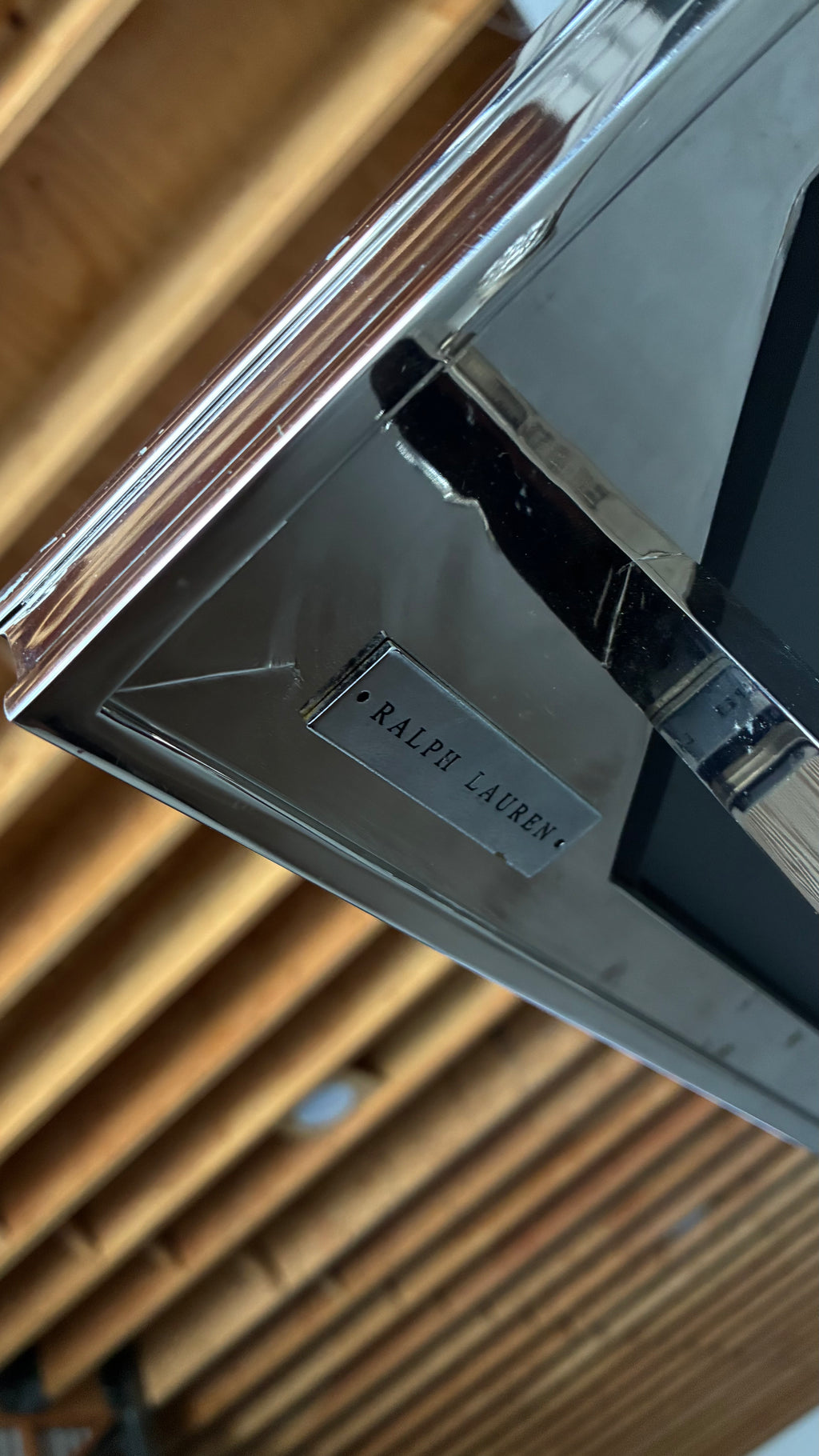 RALPH LAUREN CHROMED STEEL AND BRASS 'BEL AIR' OCCASIONAL TABLE