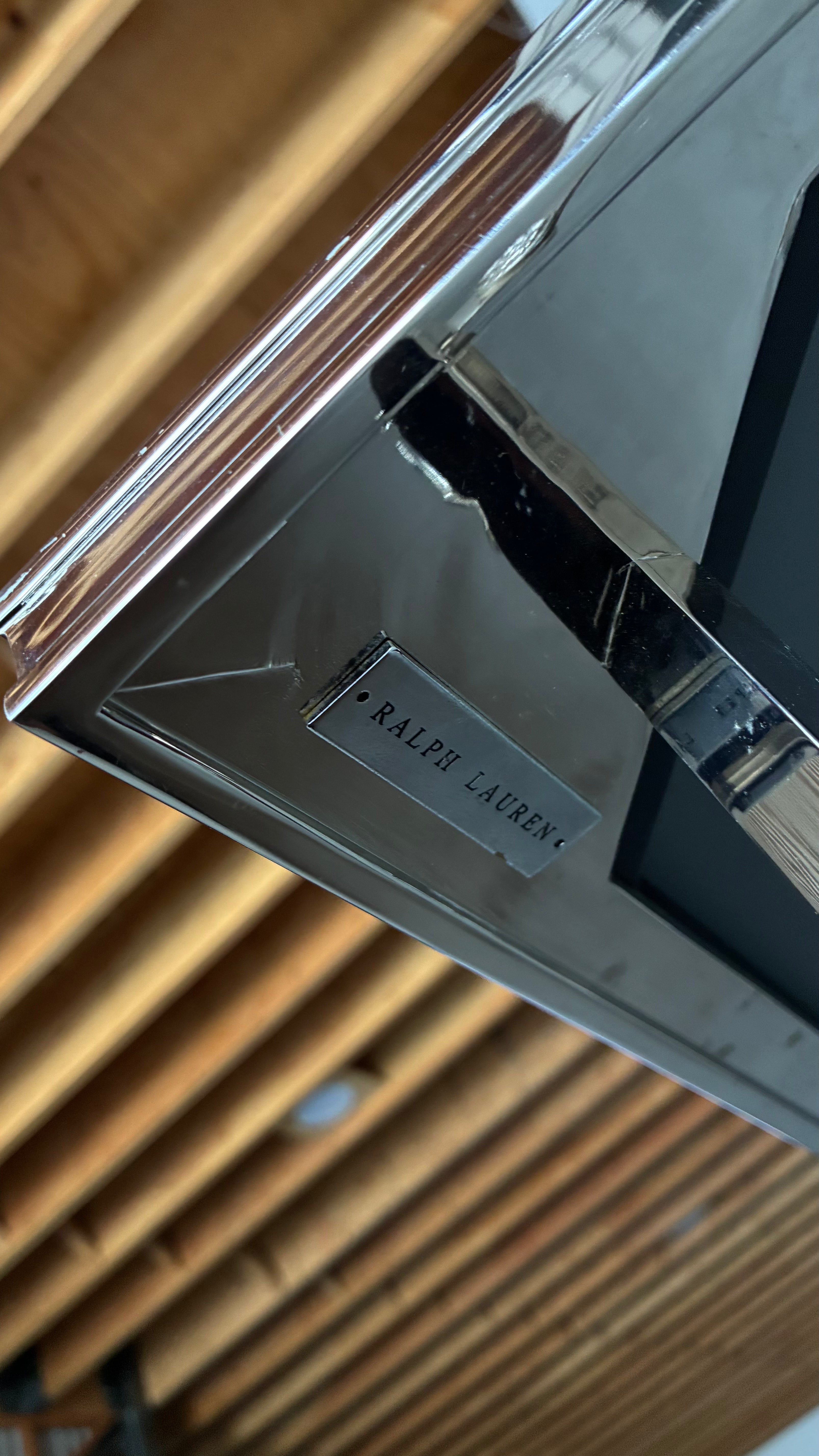 RALPH LAUREN CHROMED STEEL AND BRASS 'BEL AIR' OCCASIONAL TABLE