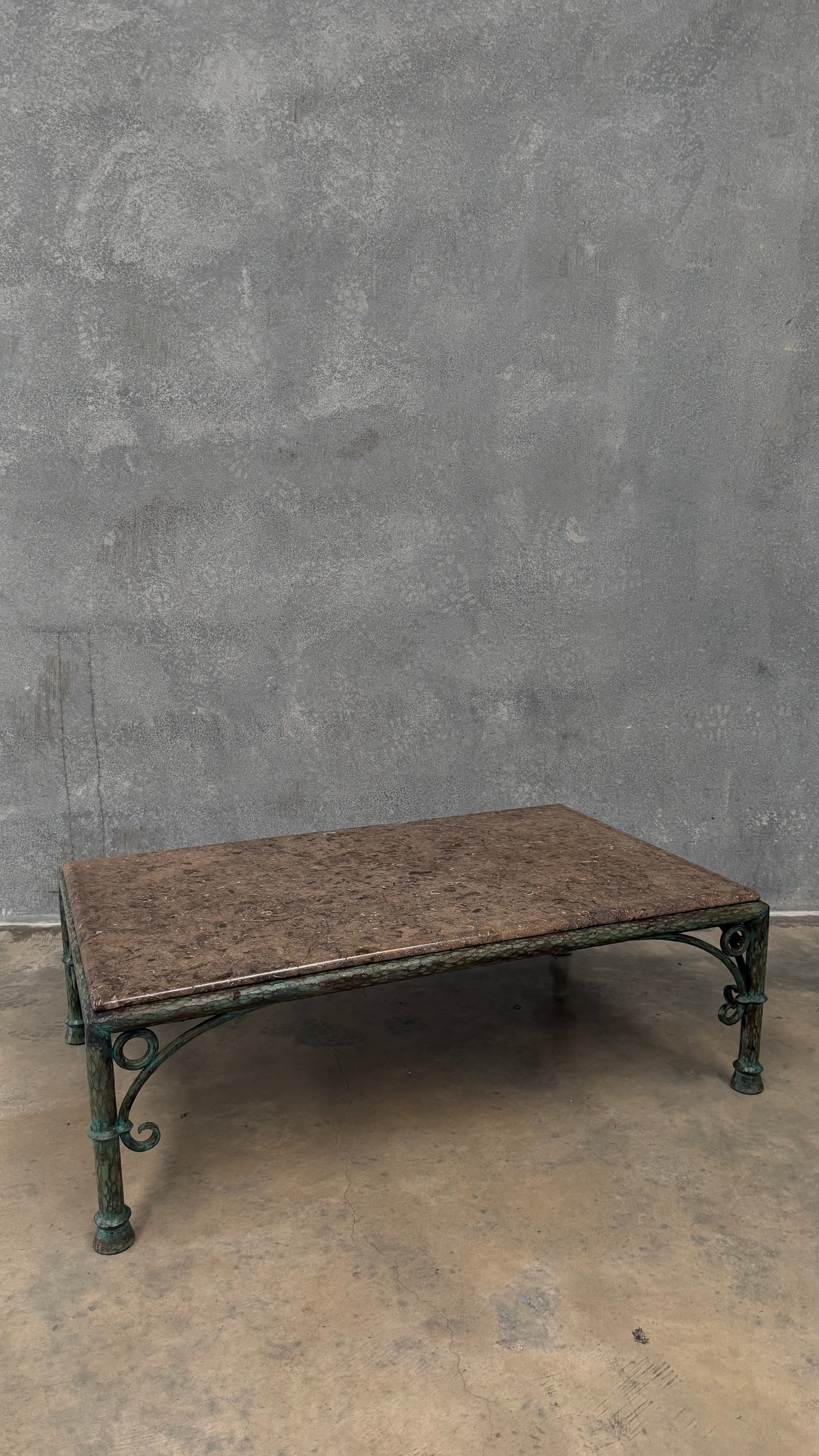 Vintage French Art Deco Revival Marble Coffee Table