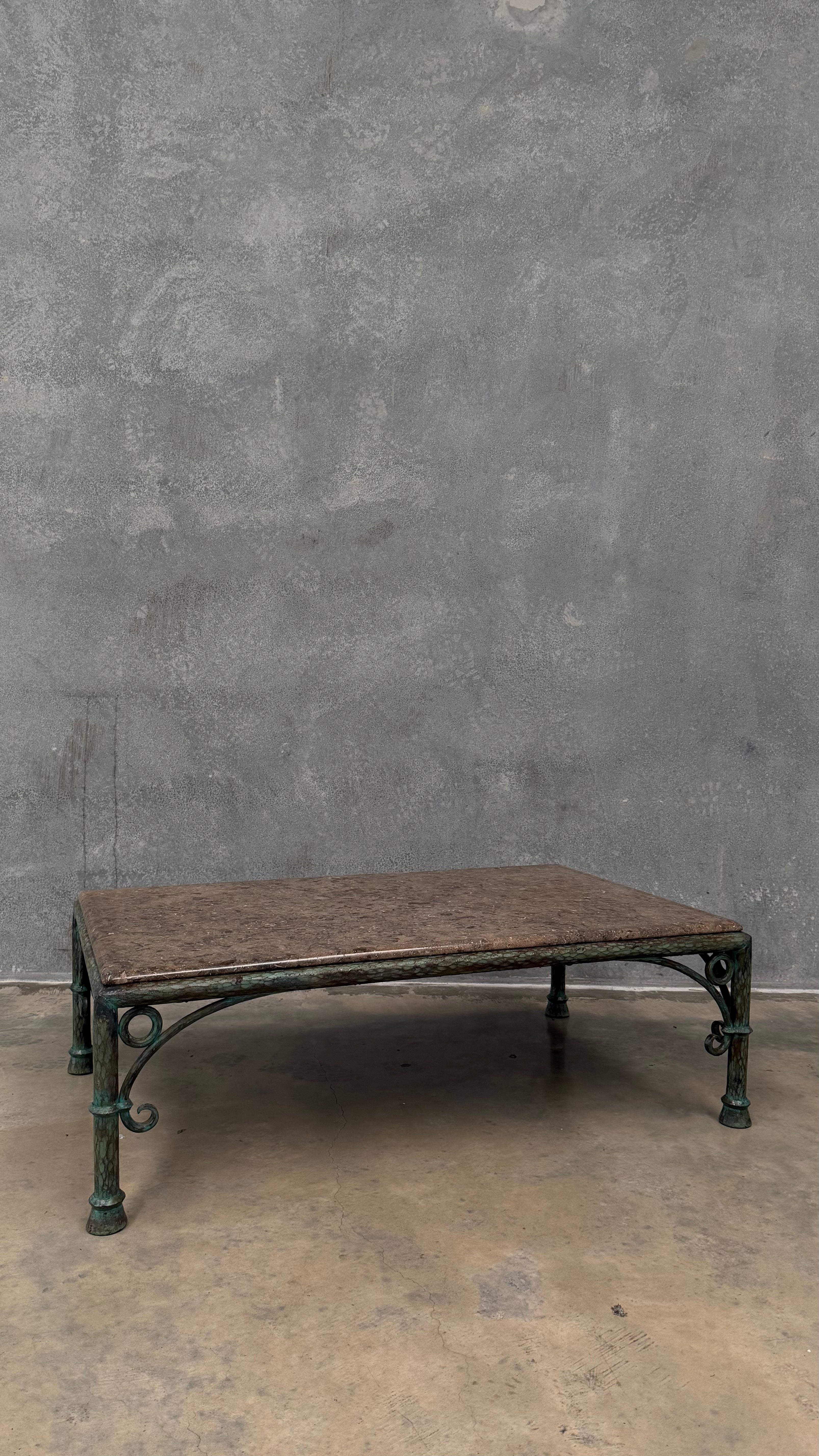Vintage French Art Deco Revival Marble Coffee Table
