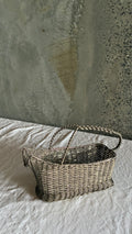 VINTAGE SILVER PLATED WOVEN WINE BASKET 1960