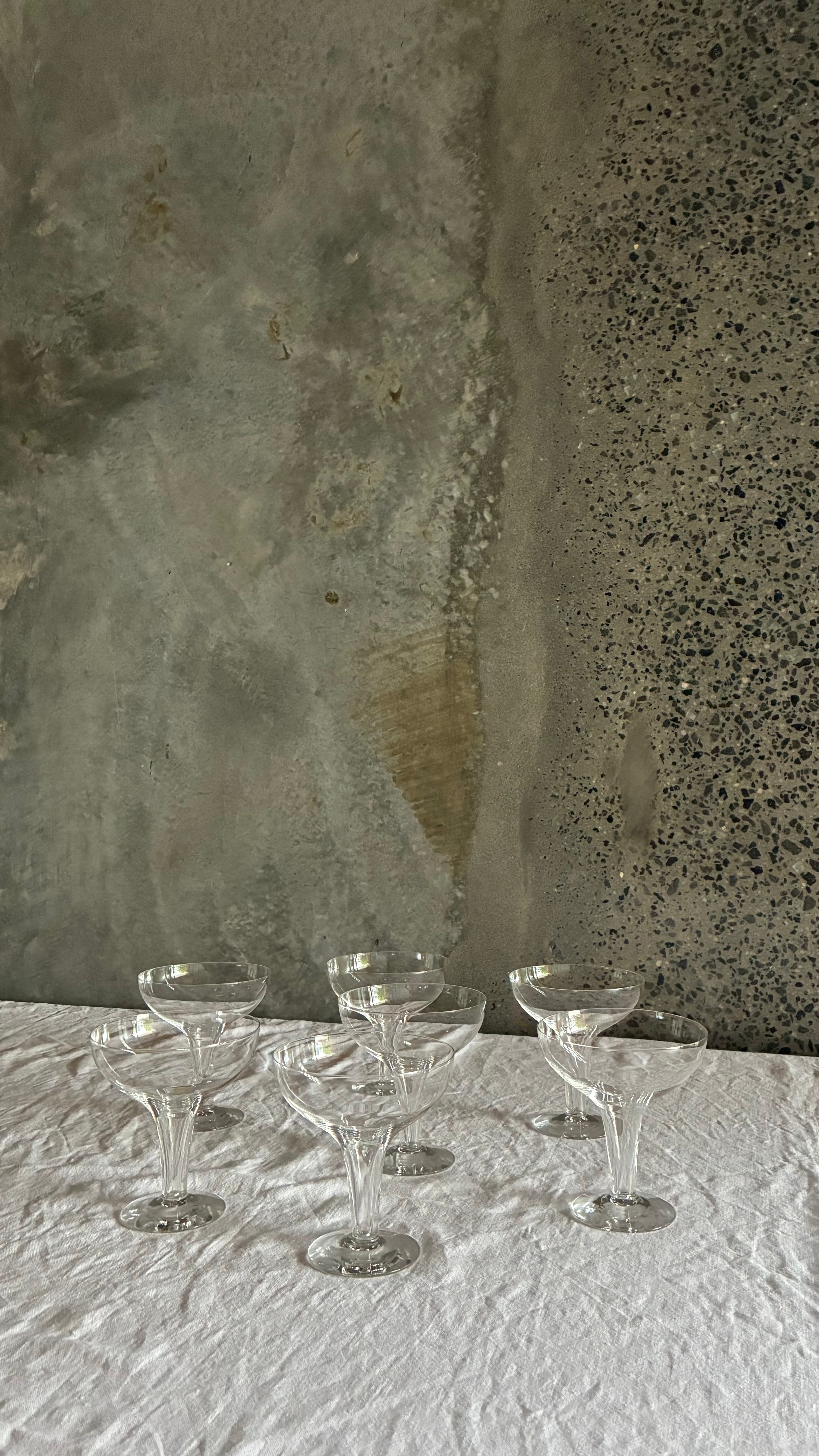 VINTAGE ORREFORS CHAMPAGNES SET OF SEVEN