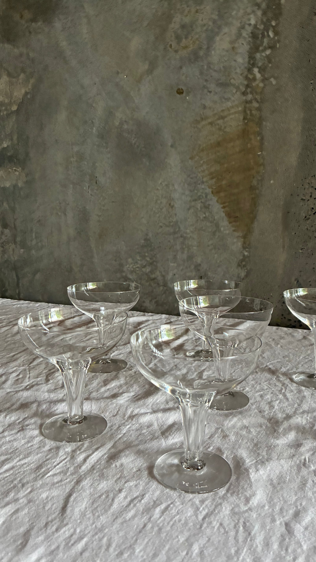 VINTAGE ORREFORS CHAMPAGNES SET OF SEVEN