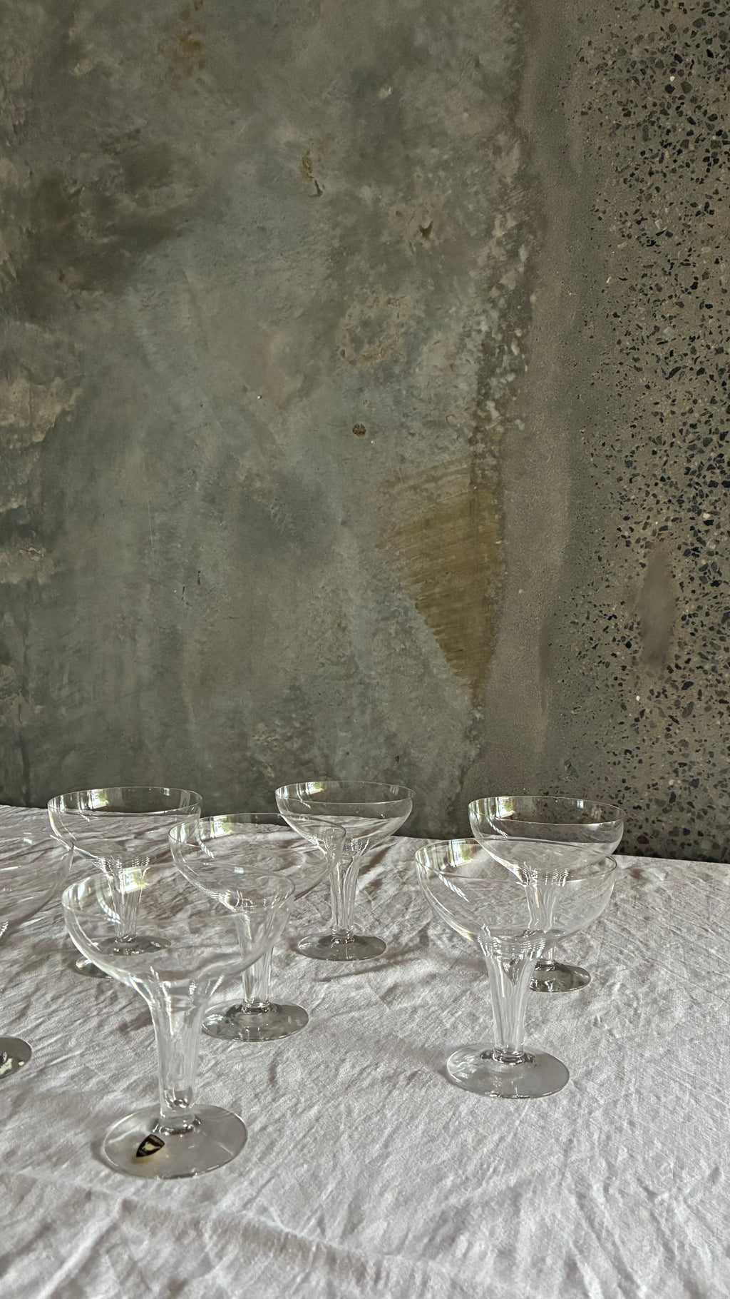 VINTAGE ORREFORS CHAMPAGNES SET OF SEVEN