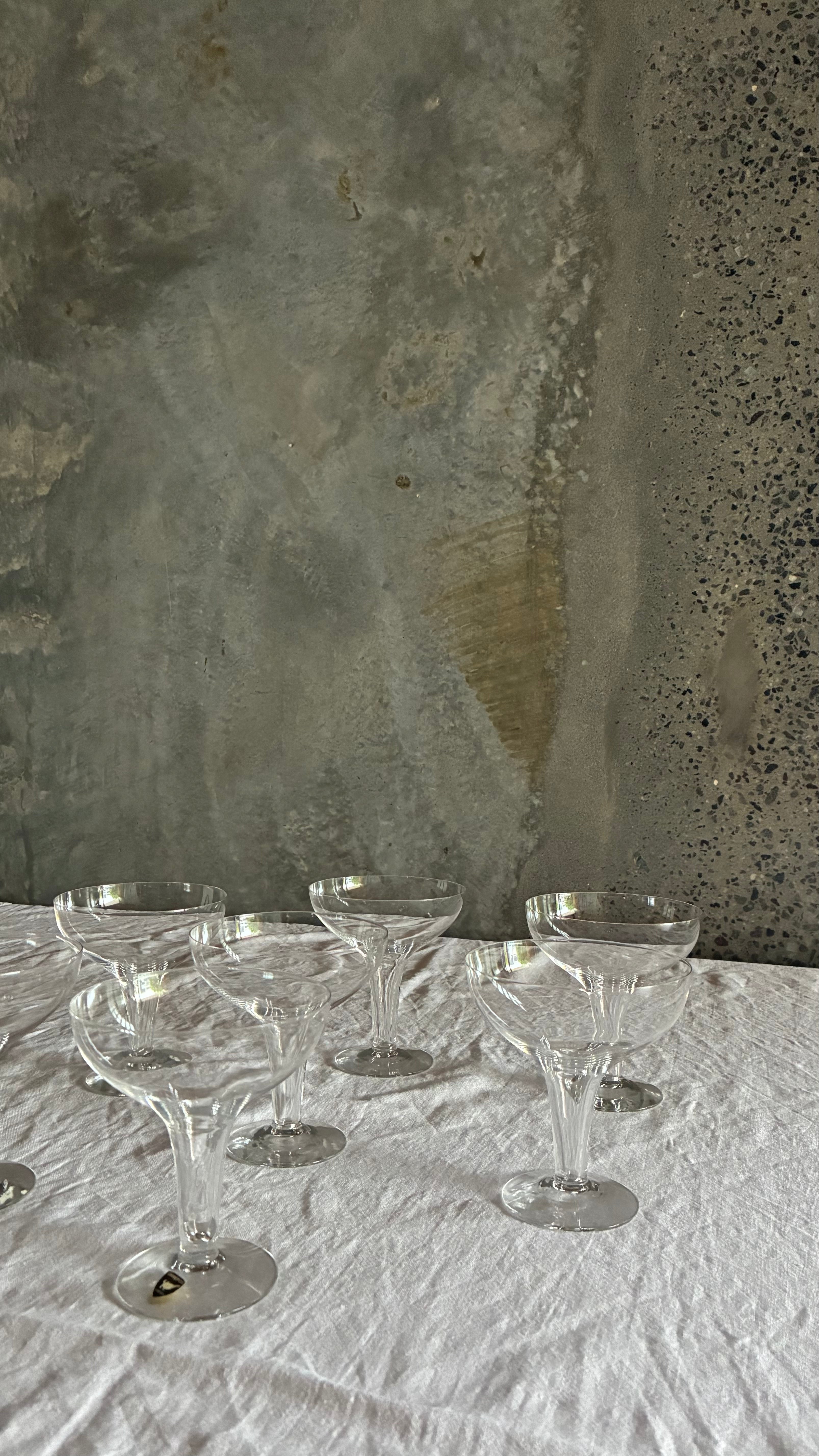 VINTAGE ORREFORS CHAMPAGNES SET OF SEVEN