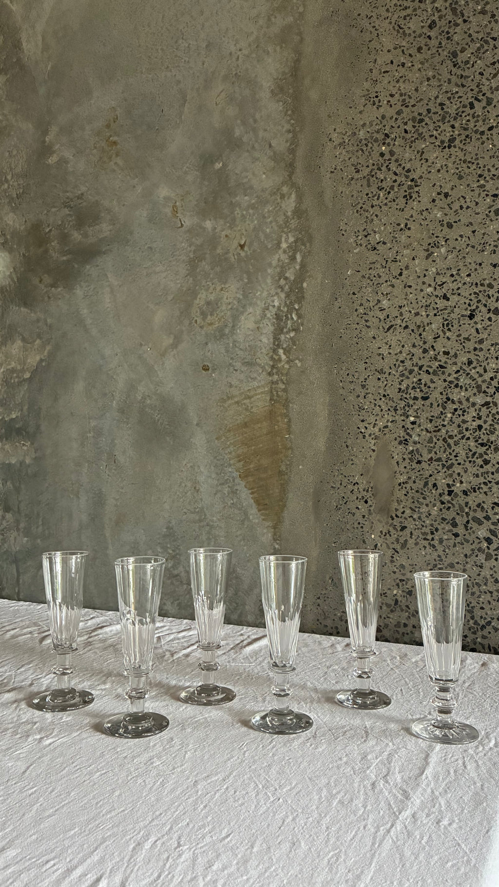 FRENCH HAND -CUT CHAMPAGNE FLUTES 1890 (SET OF 6)