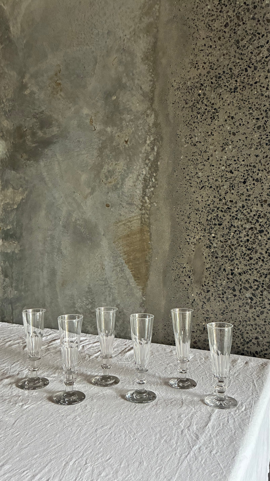 FRENCH HAND -CUT CHAMPAGNE FLUTES 1890 (SET OF 6)