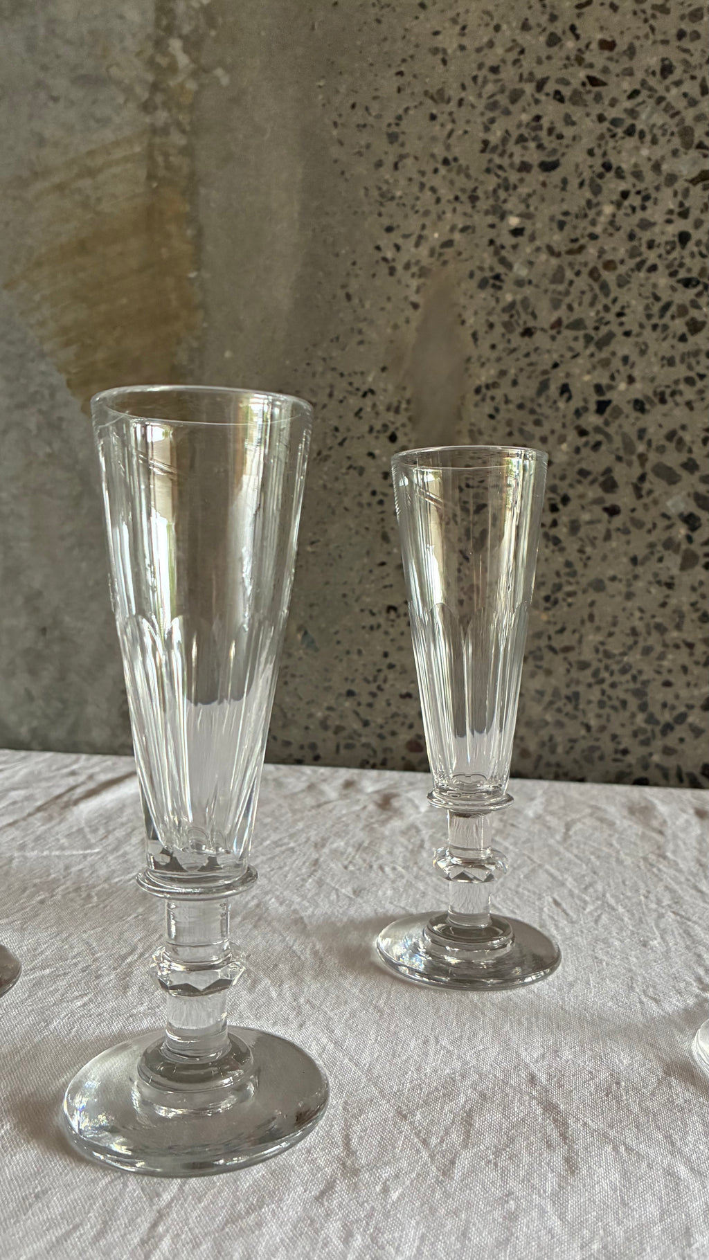 FRENCH HAND -CUT CHAMPAGNE FLUTES 1890 (SET OF 6)