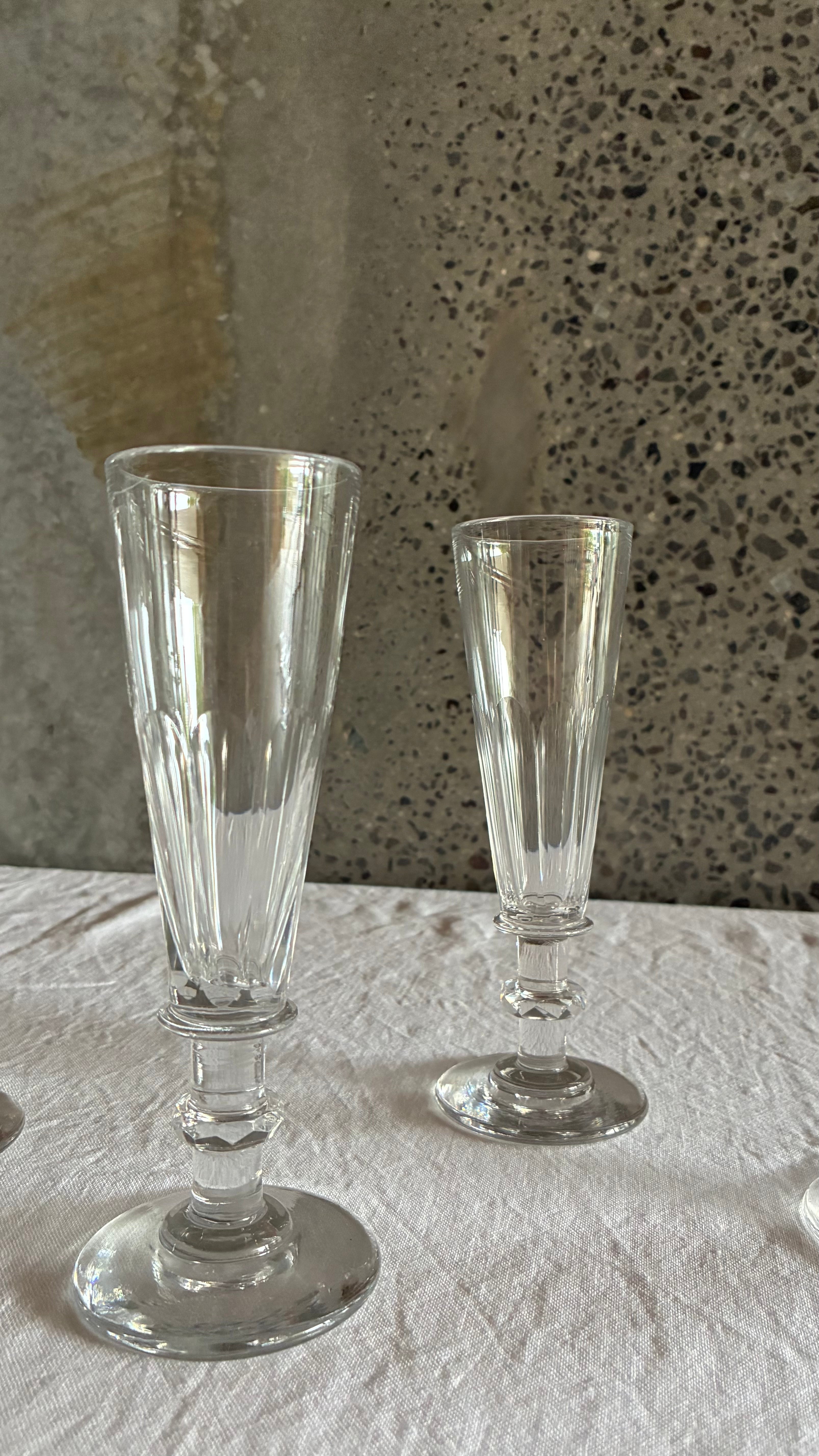 FRENCH HAND -CUT CHAMPAGNE FLUTES 1890 (SET OF 6)