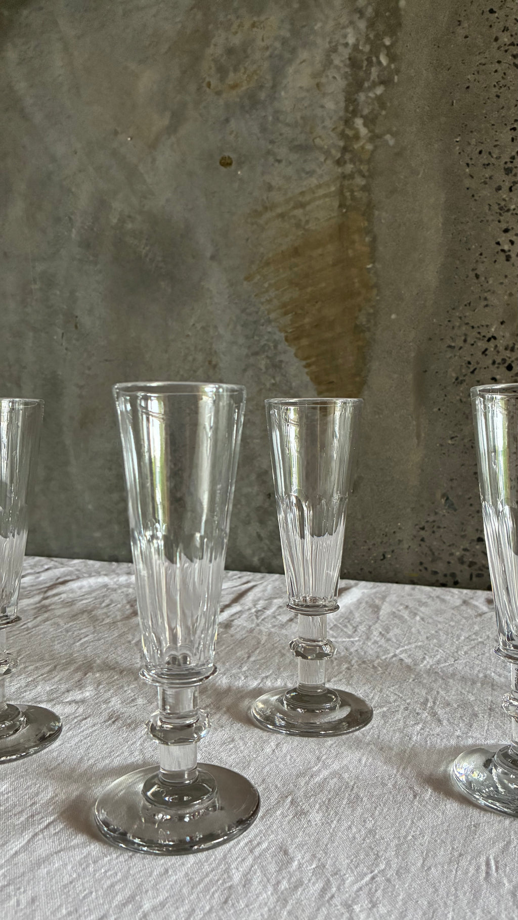 FRENCH HAND -CUT CHAMPAGNE FLUTES 1890 (SET OF 6)