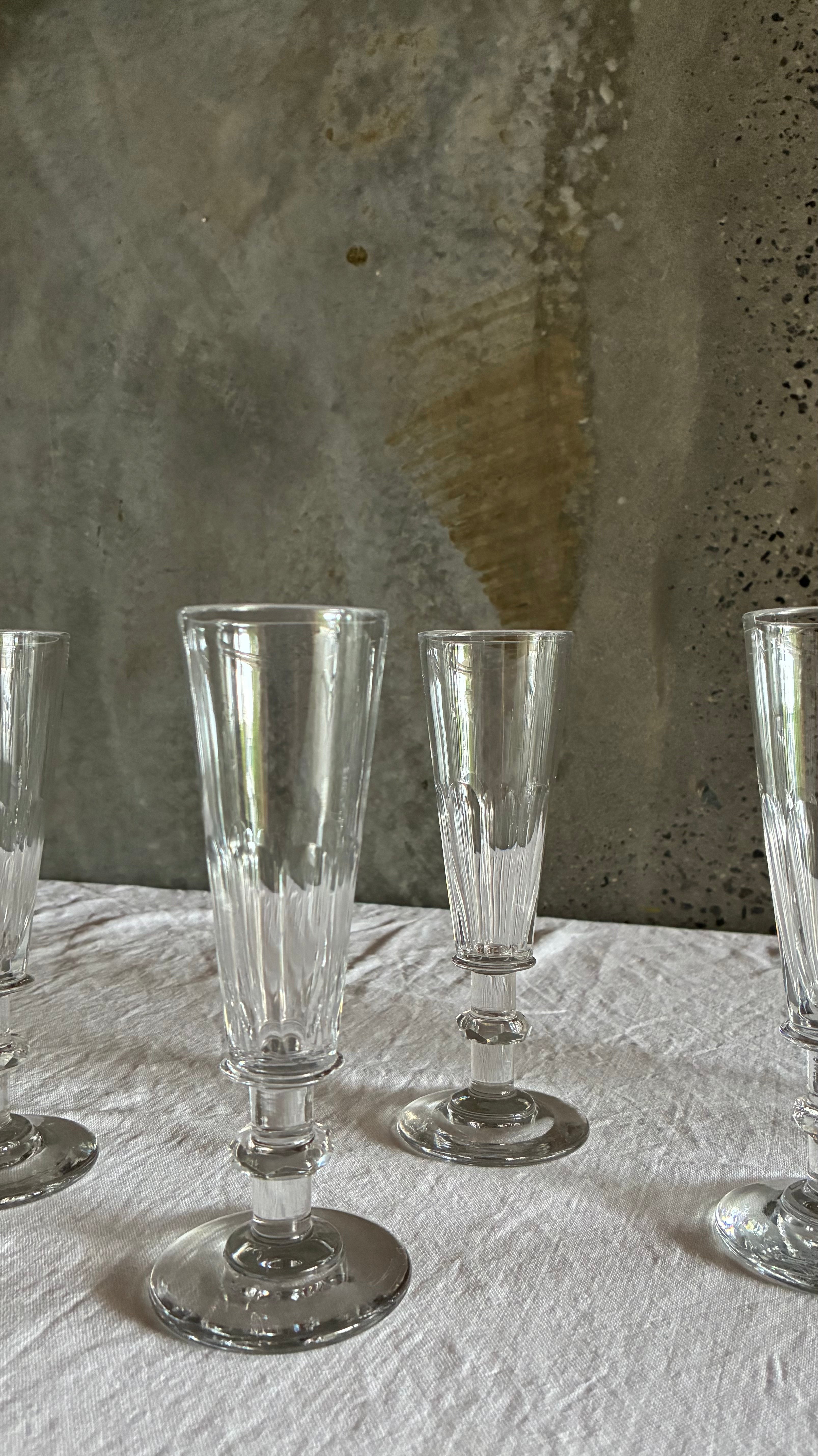 FRENCH HAND -CUT CHAMPAGNE FLUTES 1890 (SET OF 6)