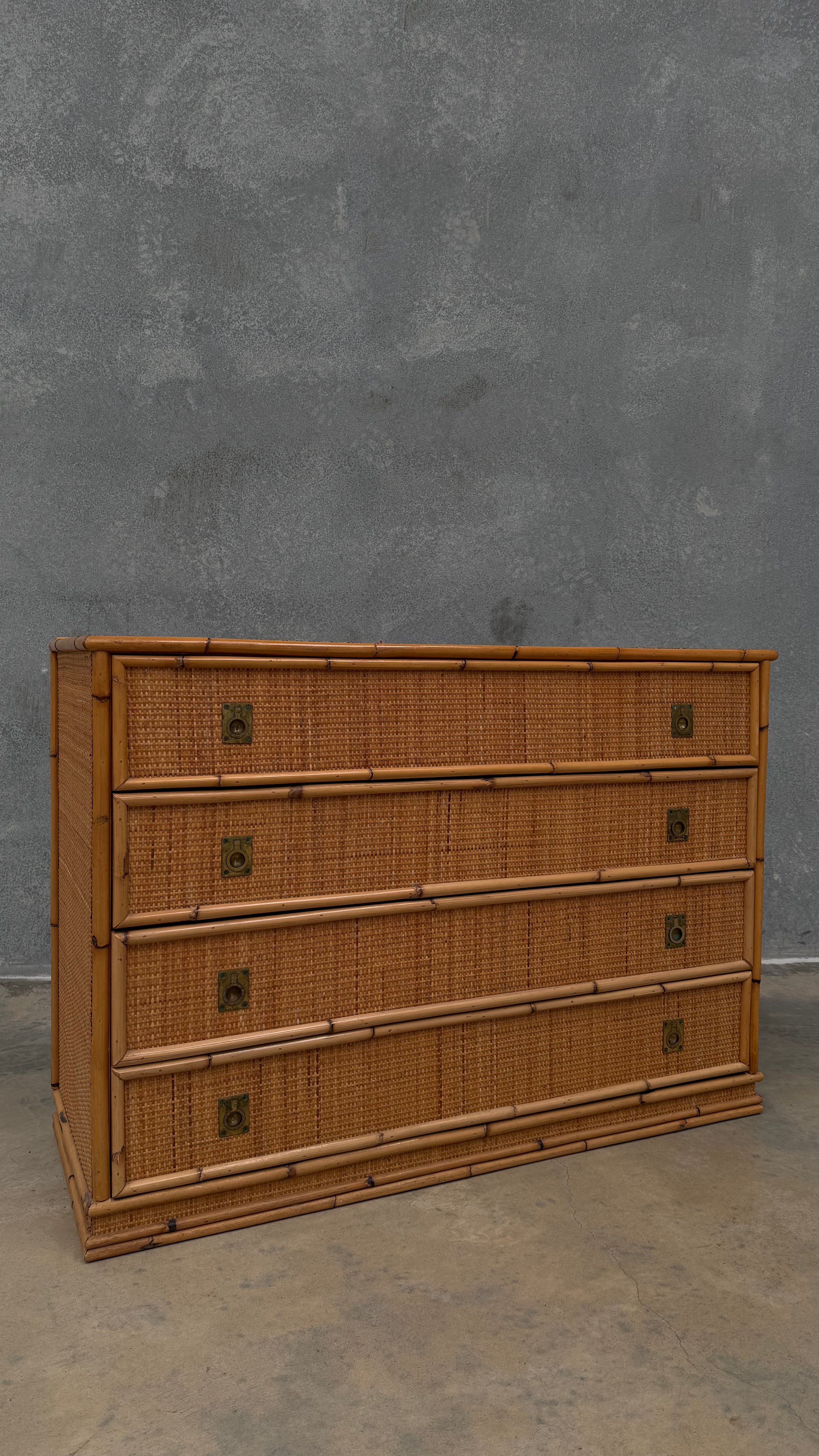 Italian bamboo Chest of Drawers 1970s