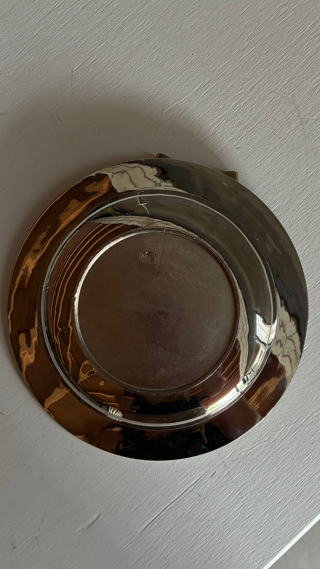 Vintage Silver plated tray with brass bow