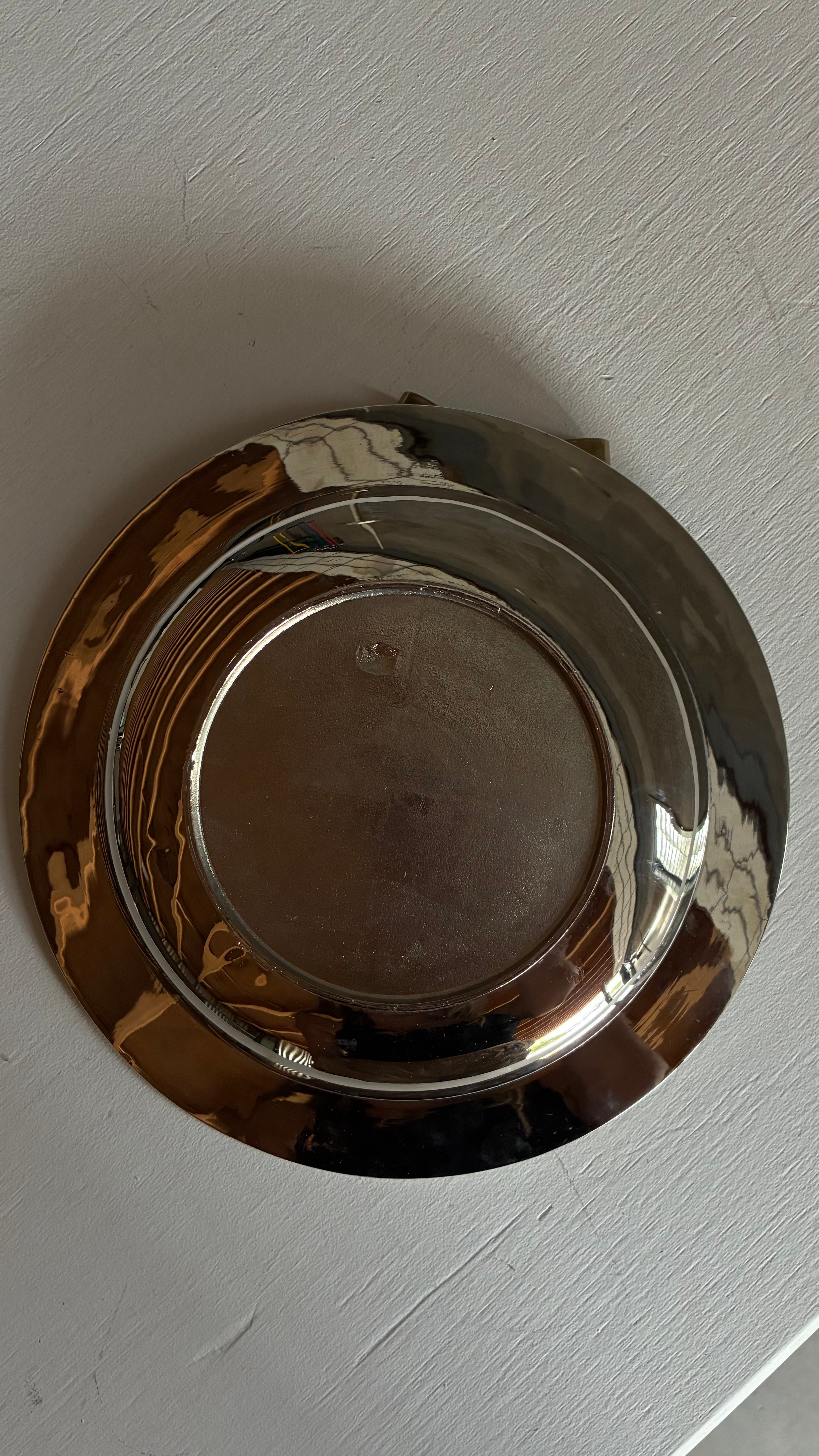 Vintage Silver plated tray with brass bow