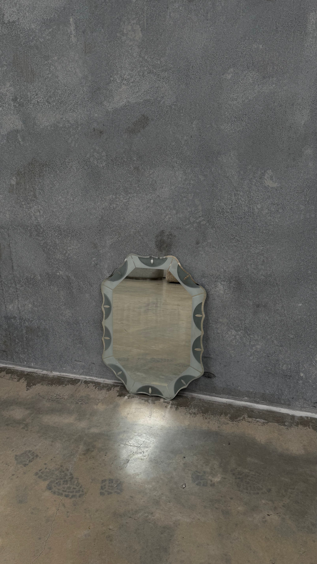 Mid-Century Italian Scalloped Glass Mirror